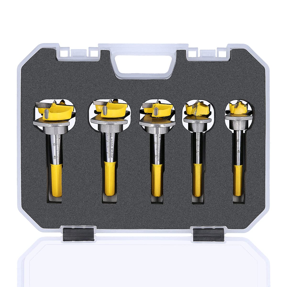 Forstner Router Bit Set 5 piece 15, 20, 25, 30, 35mm, 8-10mm hex shank