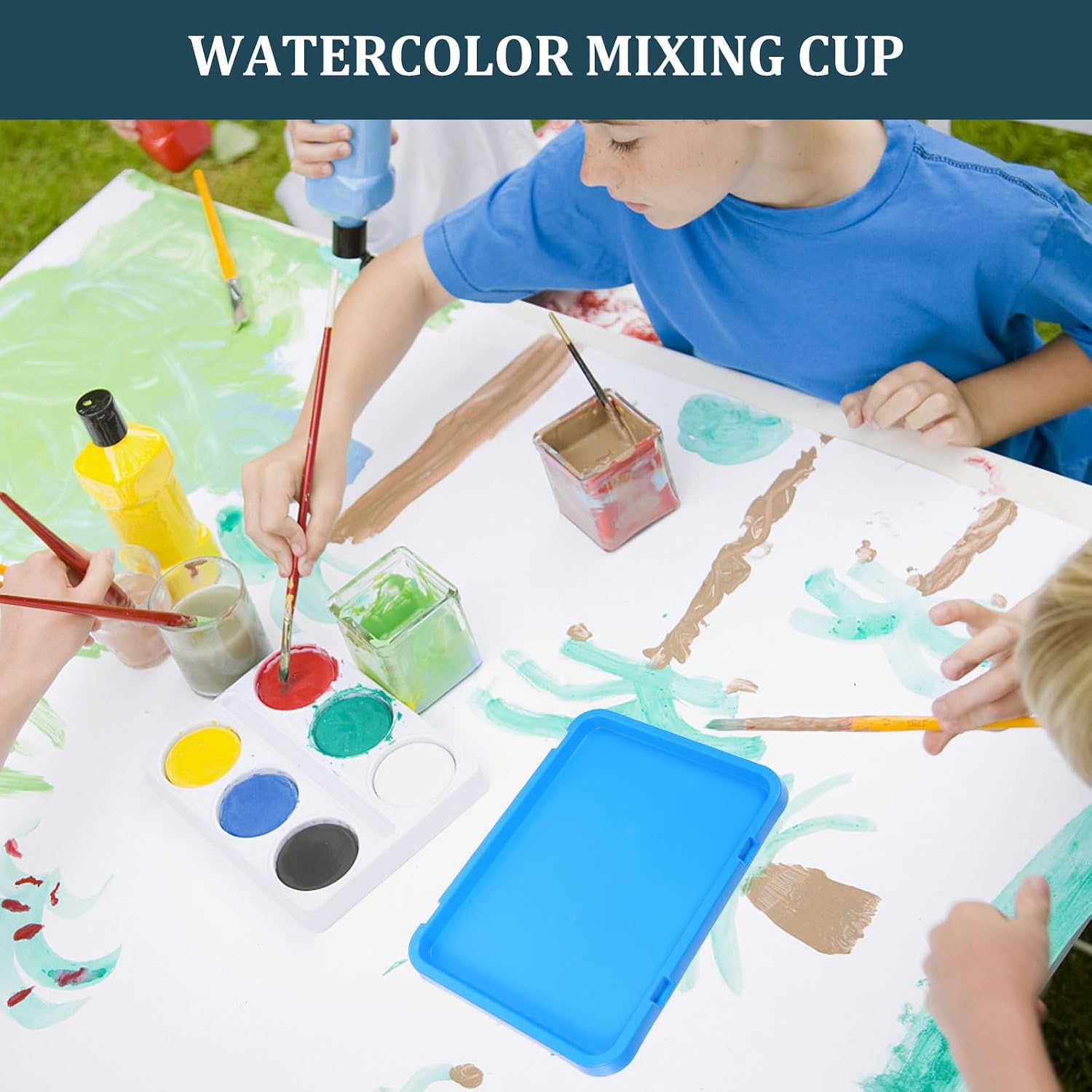 FRCOLOR 4pcs Painting Mixing Trays and Students Watercolor Pigment Holders Art Craft Pallets for School and Home Use