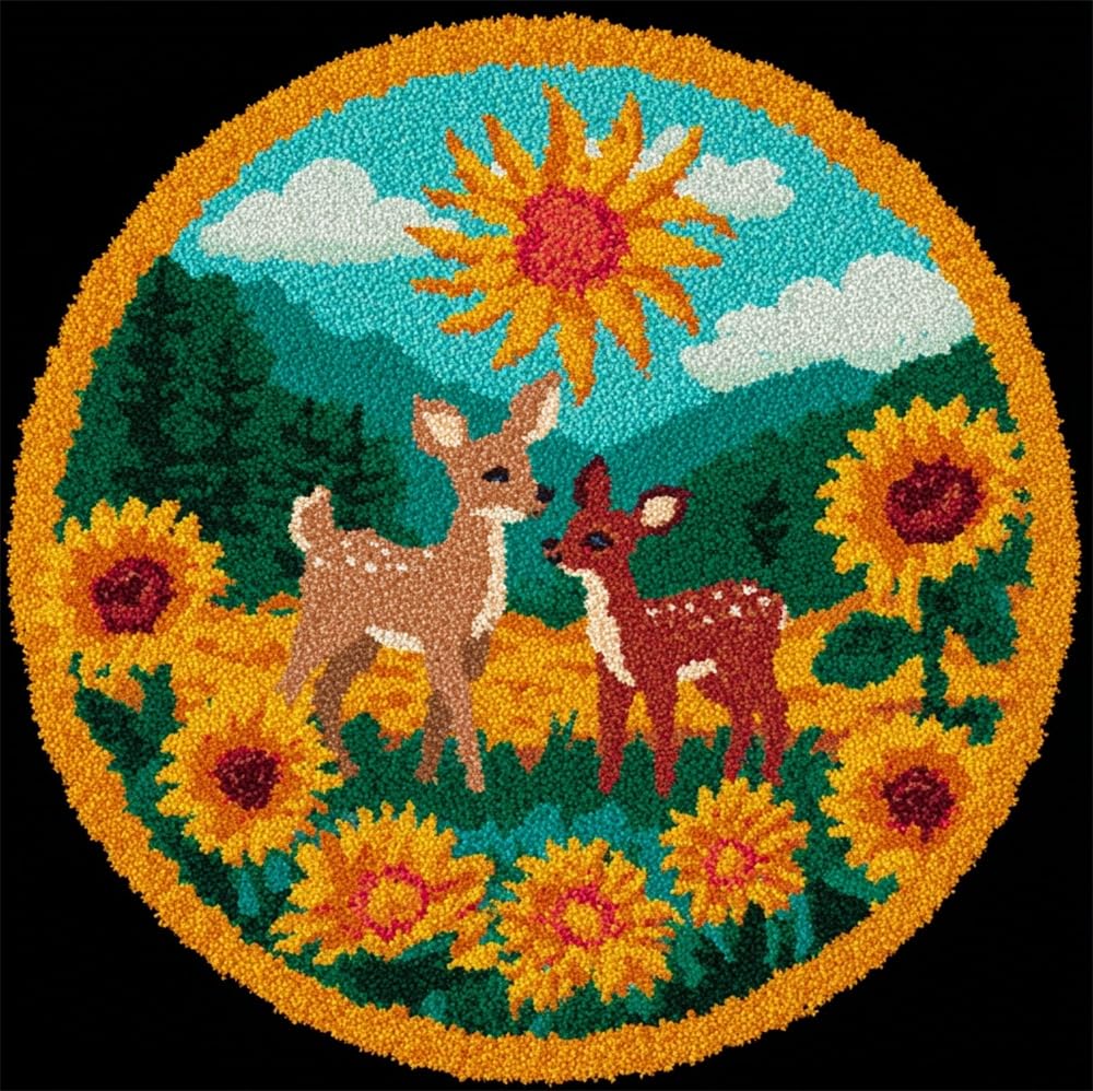 kitphoenix Latch Hook Kit for Adultssunflower and Deer