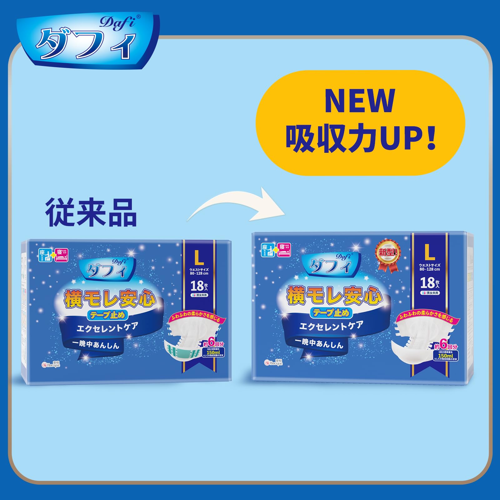 Amazon | DAFI 【吸収アップ！】大人用 おむつ テープ式 Mサイズ 18枚