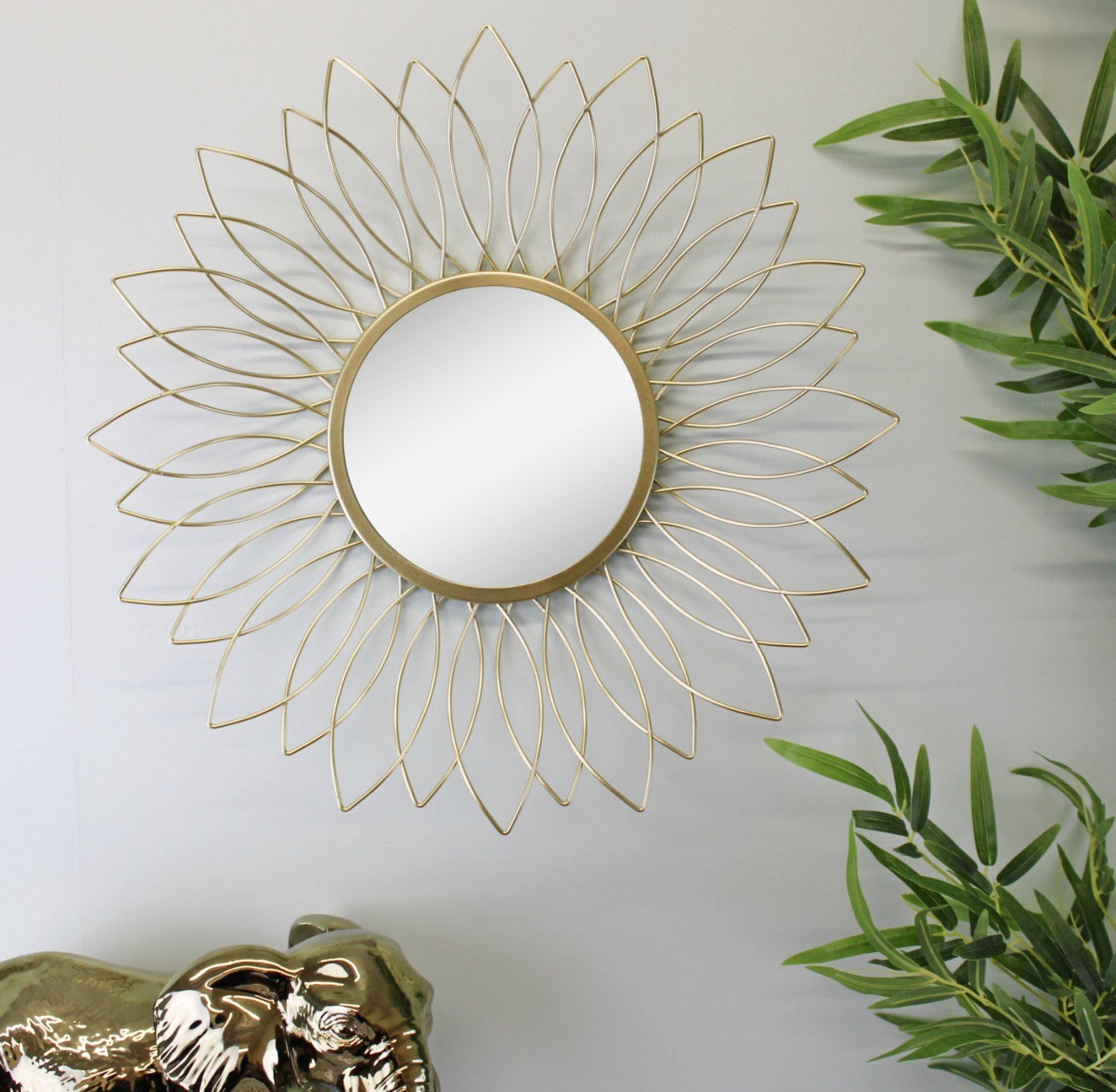 Golden Flower Mirror - Iron Framed Wall Decor -3