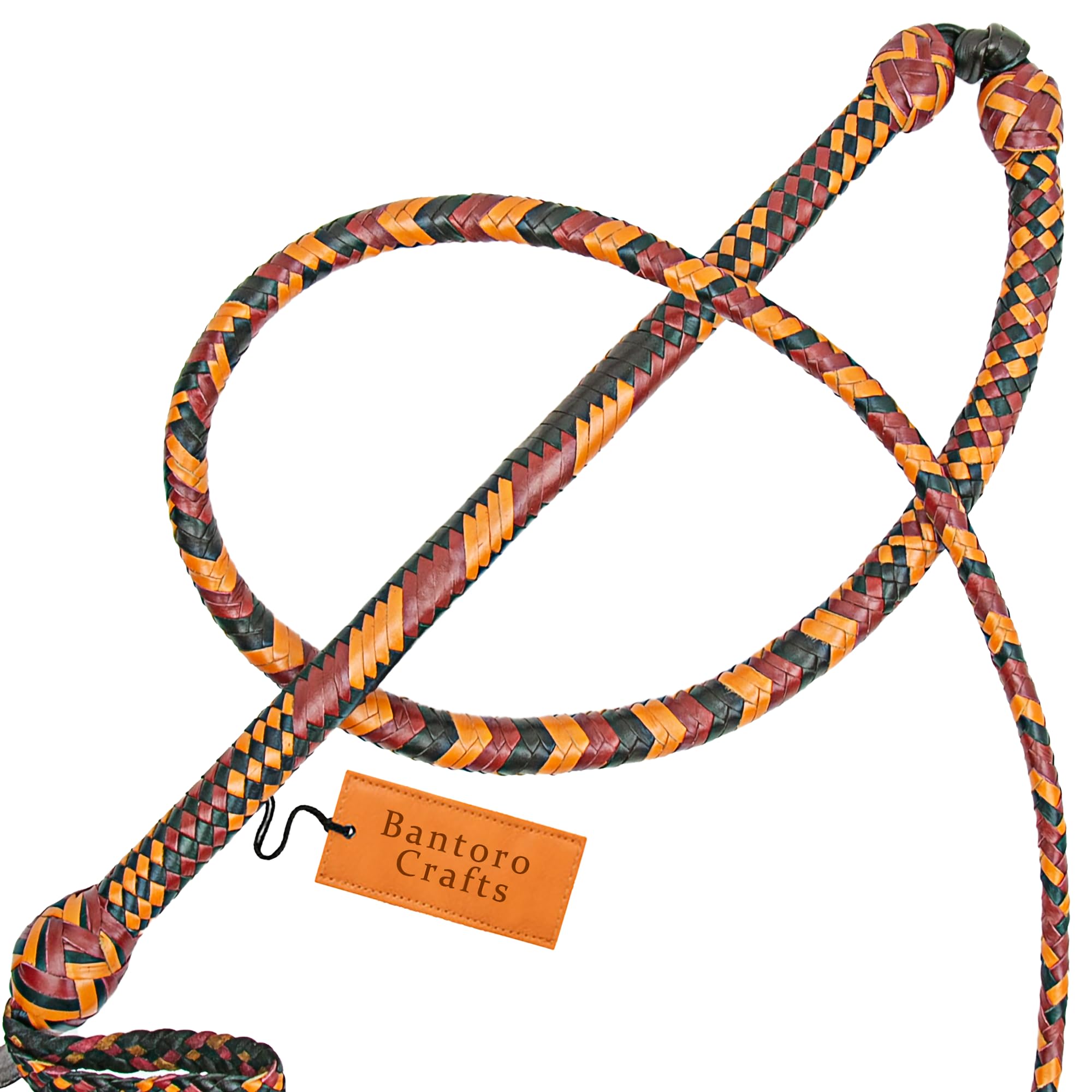 Marrone, Rosso e Nero Frusta 16 trecce Fili Pelle Intrecciata Frusta in Vera Pelle Pancia in Pelle e Supporto in Pelle all'Interno Frusta Che schiocca Forte