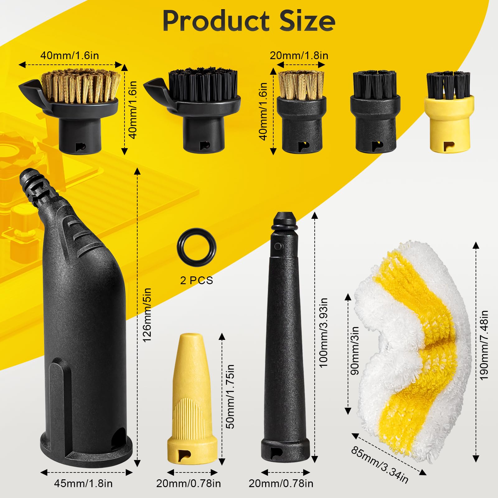 10 Stück für Kärcher Dampfreiniger Zubehör SC1 SC2 SC3 SC4 SC5, Dampfreiniger Bürste Set inkl Verlängerte Düse, Gebogene Düse, Kleine Rundbürste, Handdüse Microfiber Cloth, für Küchenmöbel Boden