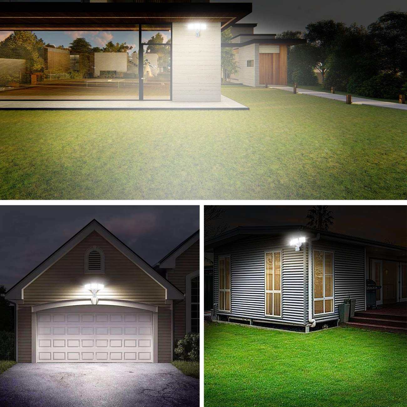 SOLLA led strahler mit bewegungsmelder, 40W 3000LM Superhell LED Fluter Außen, IP65 Wasserdicht PIR Außenstrahler,5000K 3 Köpfe LED Flutlicht für Garage, Garten, Veranda, Auffahrt