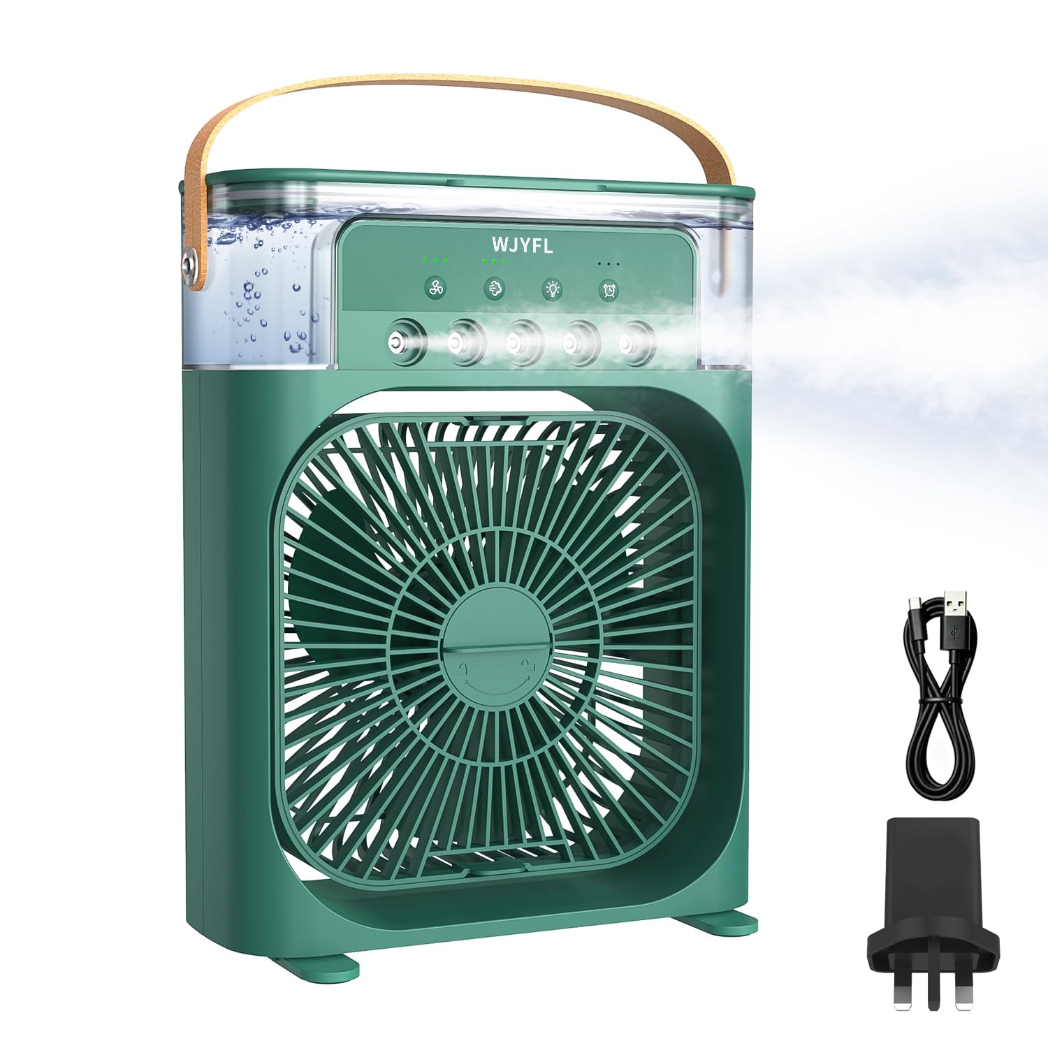 WJYFL Portable Personal Air Cooler, 600ml USB-Powered Desk Mist Fan, Green