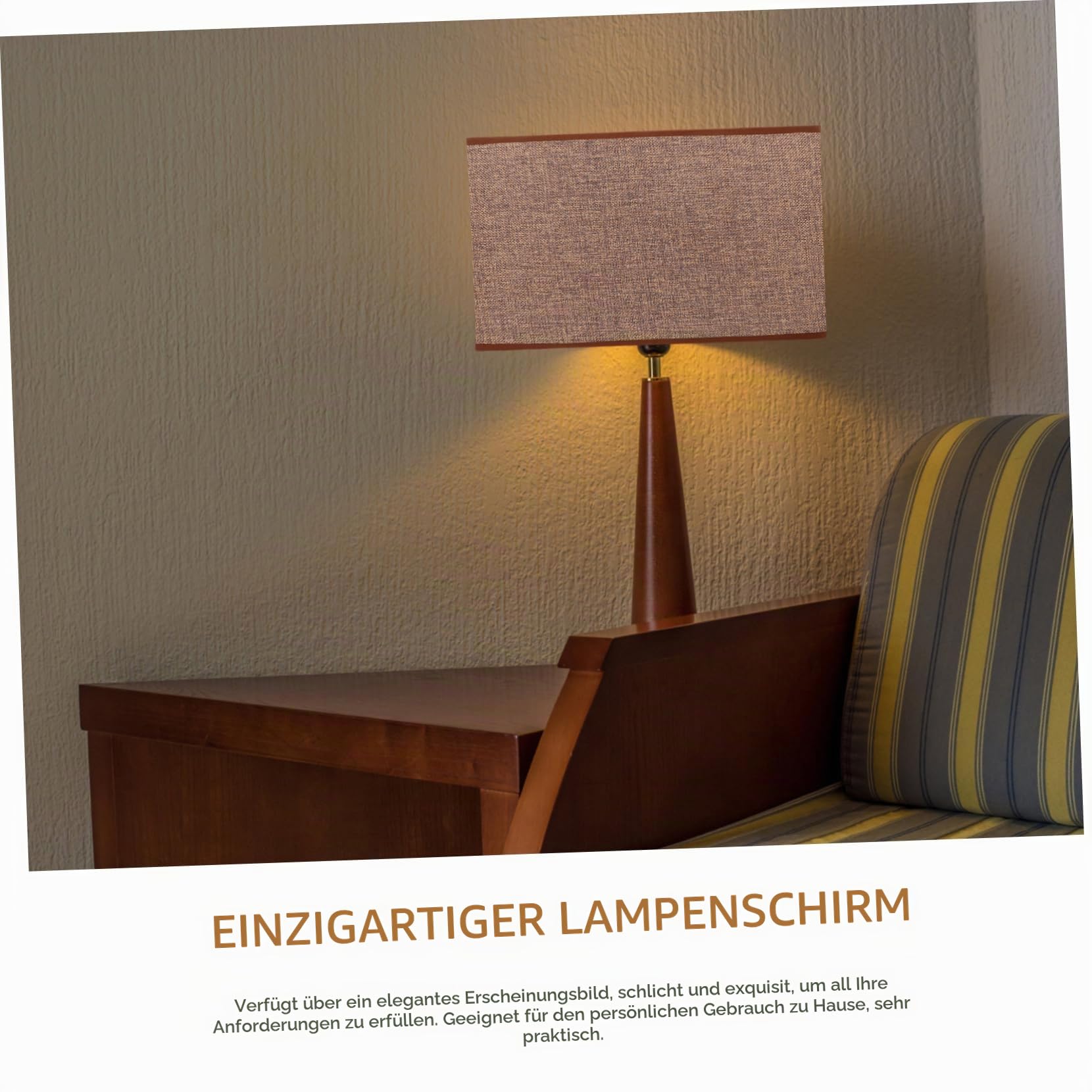 Rechteckiger Lampenschirm aus Stoff für E27, Kaffee, Tischleuchte