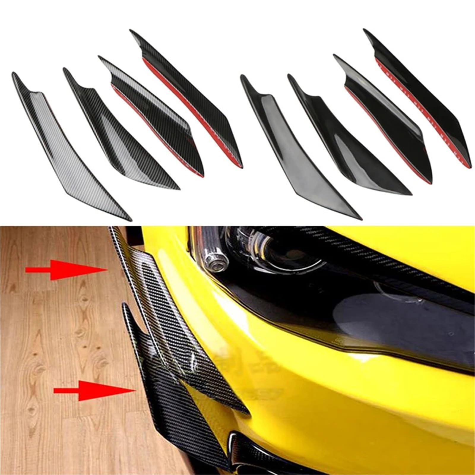 Front Bumper Splitter dachowy Pasuje do motocykla Yamaha i samochodu Motocykl Zderzak przedni Spoiler Wing Splitter Zestaw boczny Trim Canards Valence Chin