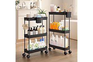 Slim Storage Rolling Cart - Black
