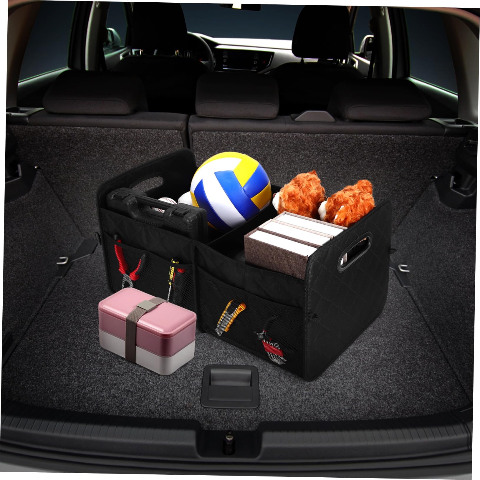 Auto Aufbewahrungsbox Schwarz aus Oxford mit Getrennten Fächern