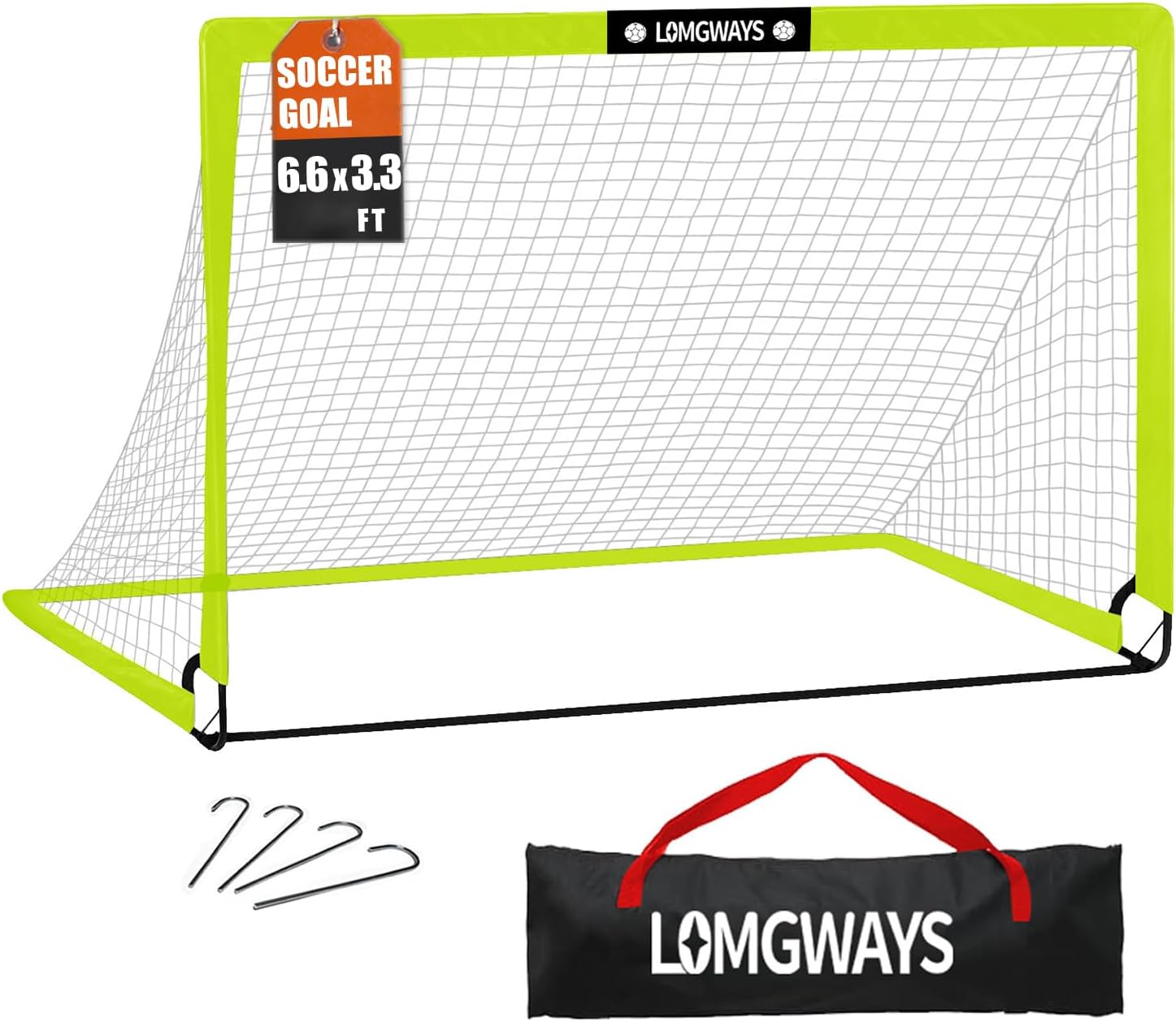 Soccer Goal – Foldable Frame Net for Kids + Youth – Indoor + Outdoor Soccer Goal with Carry Bag – Easy Setup – Multiple Sizes for Practice &amp; Games