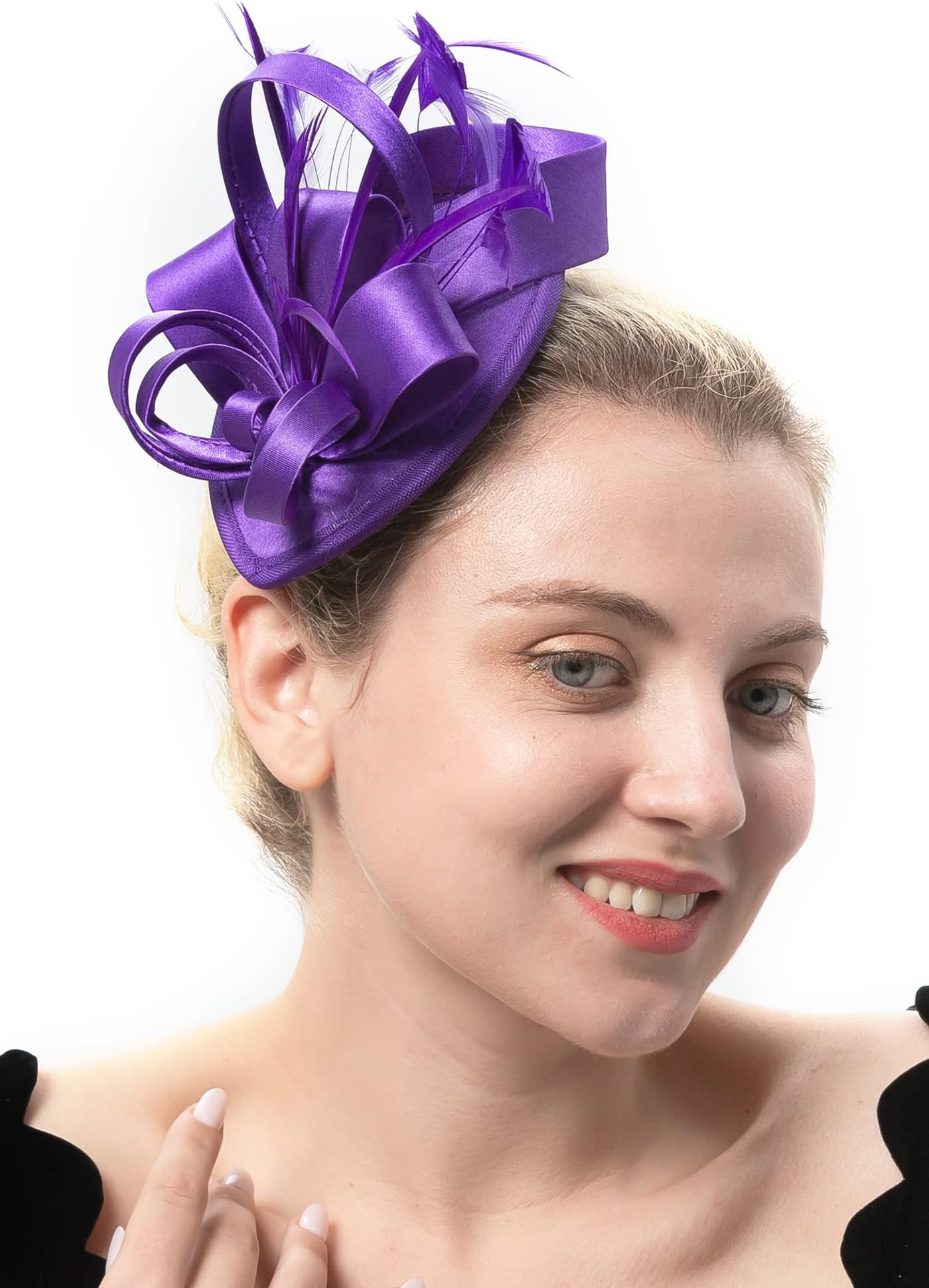 FELIZHOUSEFascinators for Women Tea Party Hat Headband Derby Wedding Church Bridal Cocktail Feathers Hair Clip