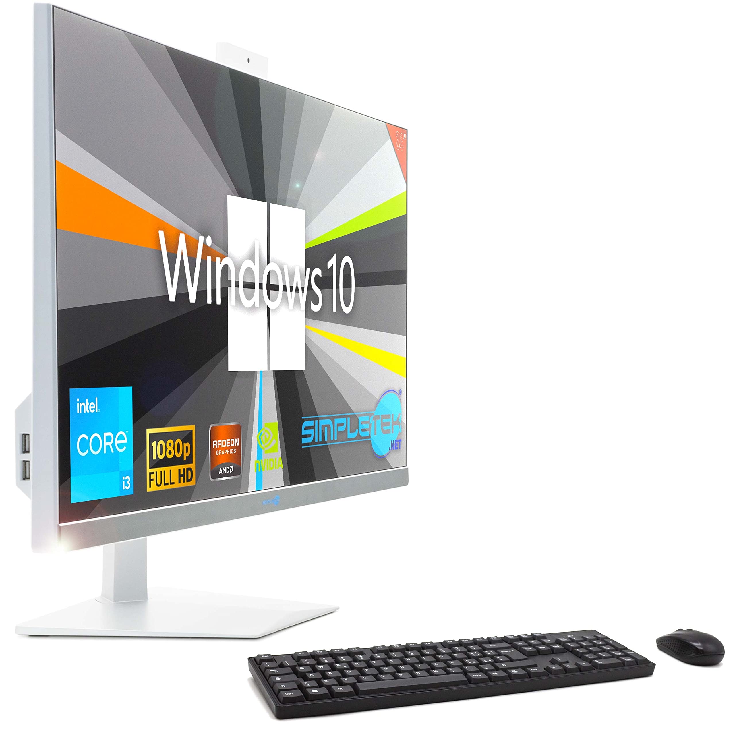 SIMPLETEK - PC All in One 24" FHD 60Hz Core i3 Windows 10 | Tarjeta gráfica dedicada GTX1650 4GB | 16GB RAM SSD 2TB | Trabajo, Gaming