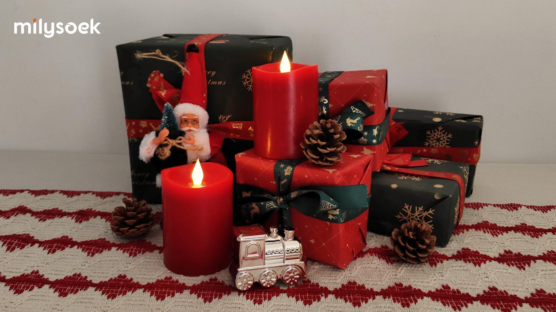 Image of 3x4 Flickering Flameless Candles Set of 2,Real Wax led Candles Flickering,with Timer,4 inch Flameless Candles with Remote,Battery Operated Candles,for Party Wedding Holiday Home Decor,Red