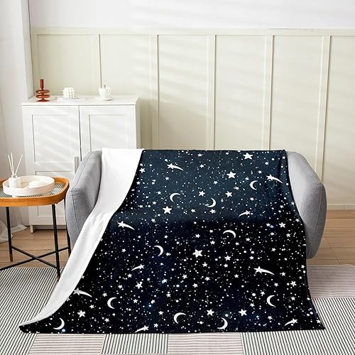 Miniatura 2 de Castle Fairy Manta de franela de vellón de galaxia estrellada para niños, luna y estrellas misteriosas, manta mullida para dormitorio de niños y