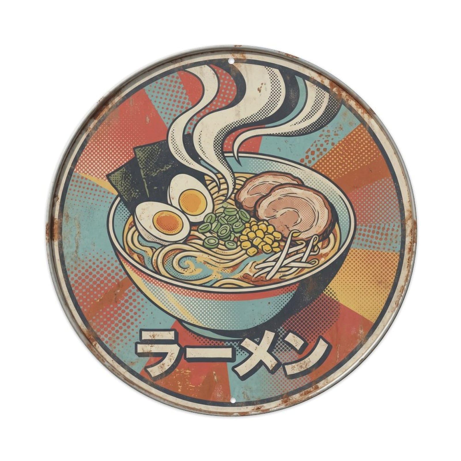 Cxhjca 8X8inch(20X20cm) Ramen Japanese Shop Graphic Screenprint Kitchen Street Metal Tin Sign