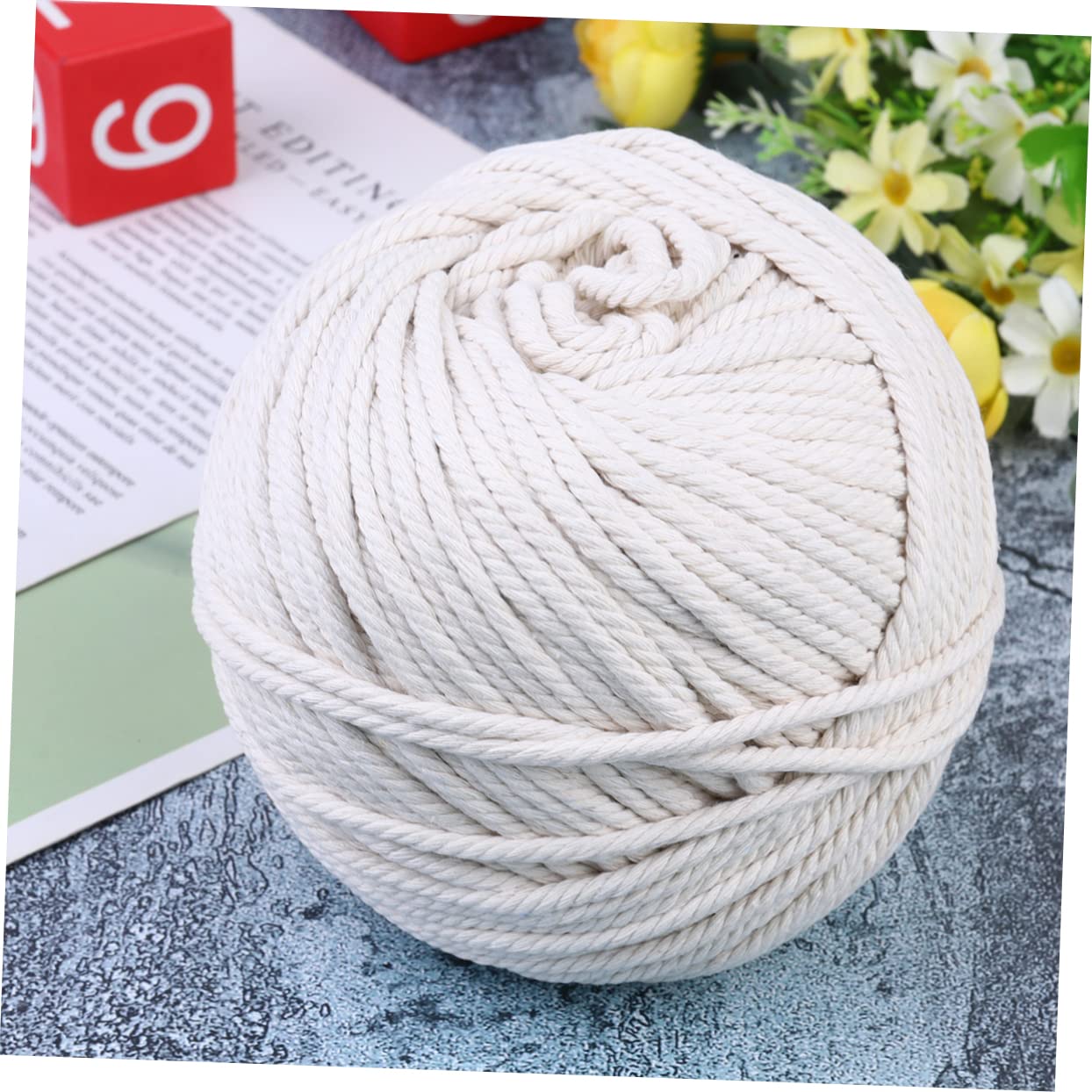 KOMBIUDA Baumwollseil Rolle – 7500 Cm Lang, 0,6 Cm Dick, Beige, Für DIY, Makramee, Pflanzenaufhänger & Wanddekoration