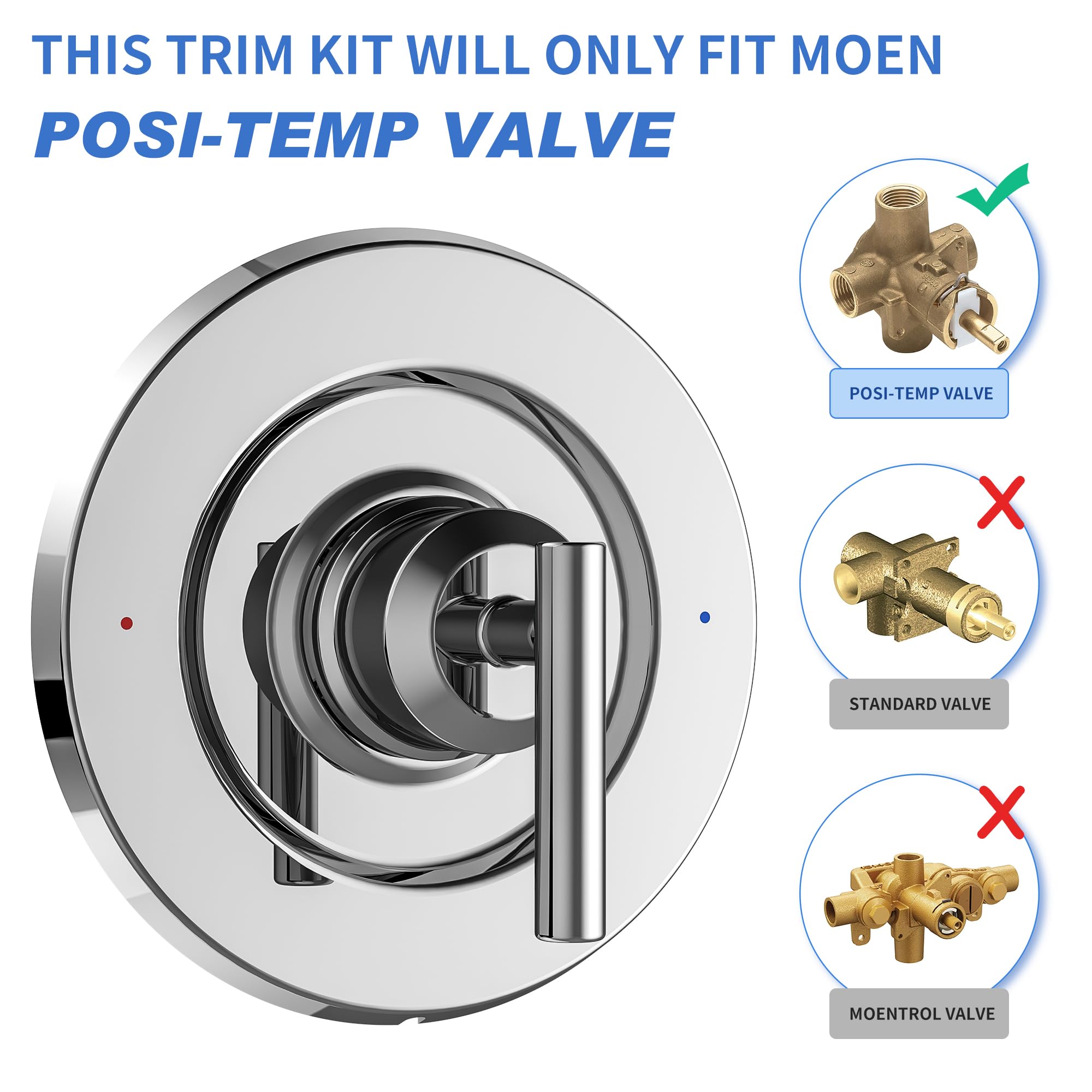 Kit De Garniture De Valve Posi-Temp Moen T2151BL Brantford Posi-Temp, Noir Mat (valve #2510 Requise
