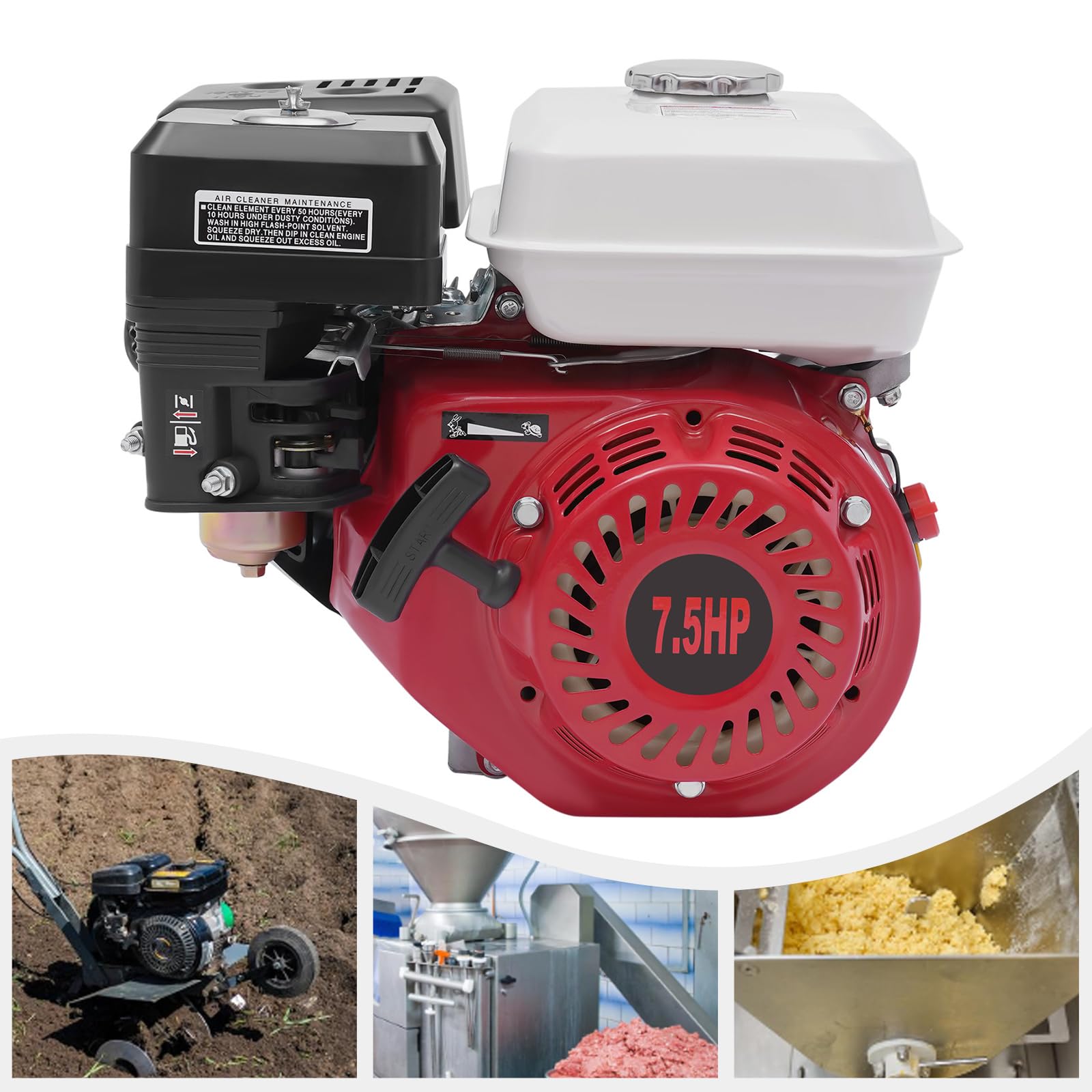 Motor de gasolina de 7,5 Hp, motor de 4 tiempos Gokart de 215 cc, motor de gasolina portátil, motores estacionarios de un solo cilindro, adecuado para dispositivos agrícolas, alimentación