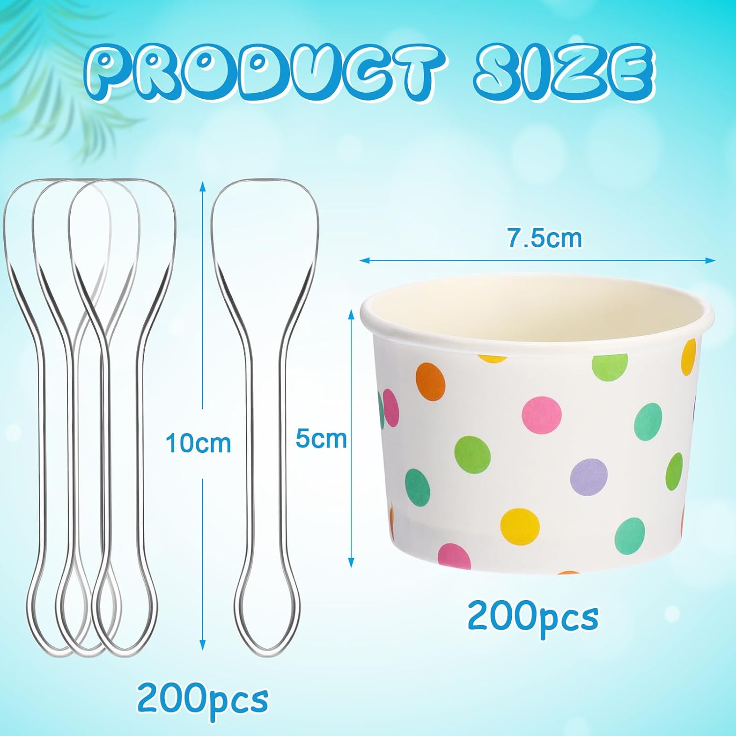 Boao 200 Set 5 oz Ice Cream Cups with Spoons Disposable Paper Sundae Dessert Bowls Summer Party Supplies (Fresh Style)