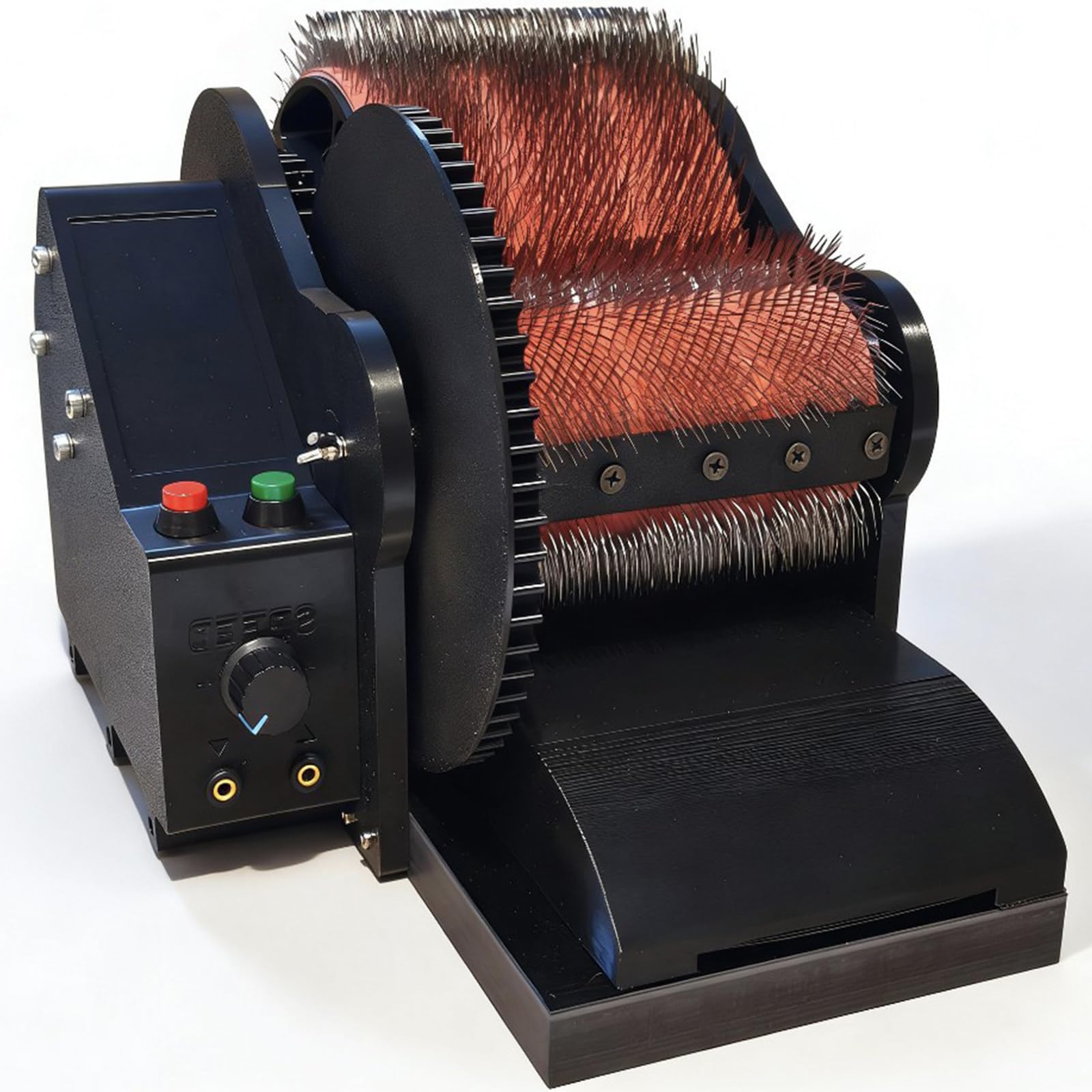 MiyKom Wool Fiber Machine 56 RPM Variable Speed, Dual Roller Wool Carding Machine with Foot Pedals for Forward Reverse, PETG Fiber Blending Combing Tool for Felting Yarn Spinning