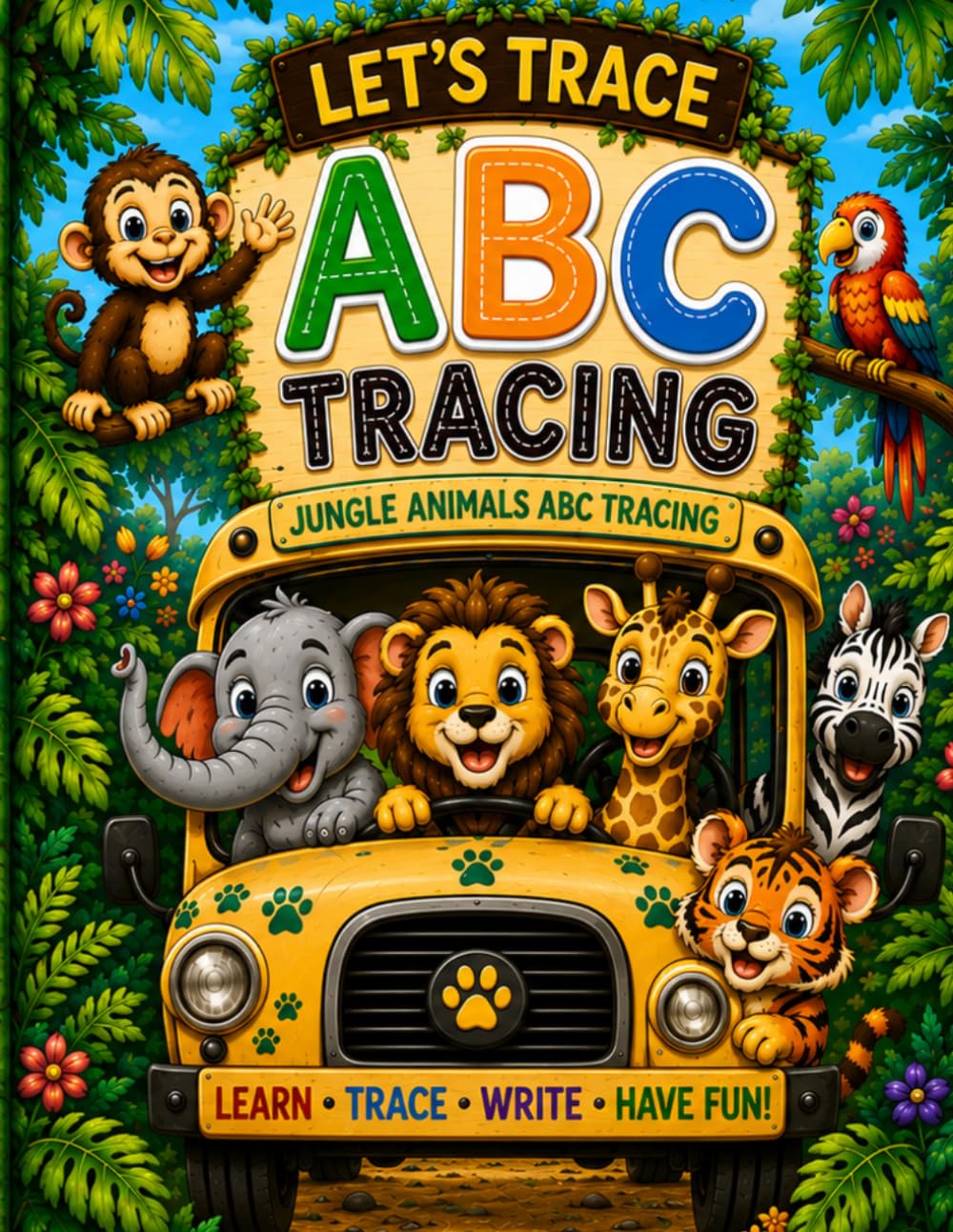 Let's Trace Alphabet A to Z: Jungle animals tracing letters