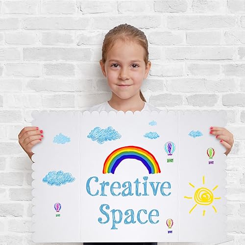 Miniatura 5 de Outus 48 tableros de exhibición de pósteres triples de 24 x 36 pulgadas, color blanco para proyectos de presentación de ferias de ciencias,