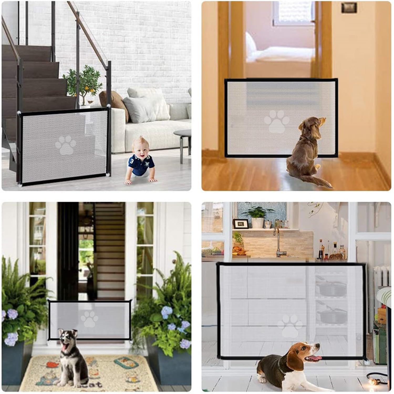Barrière Escalier Chien, Portable Barrière de Sécurité pour Enfant et Animaux, Barriere Chien sans Percage pour Escaliers, Couloirs, Porte (110 * 72 cm, Noir)