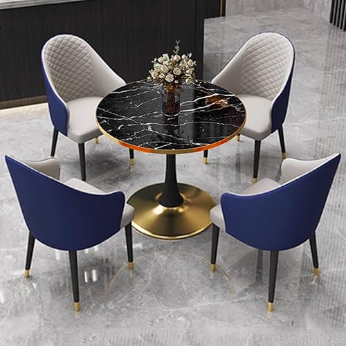 Miniatura 13 de YVYKFZD Juego de mesa y silla para sala de recepción de oficina, juego de mesa de comedor simple para cocina, mesa de centro redonda para 4 Gris