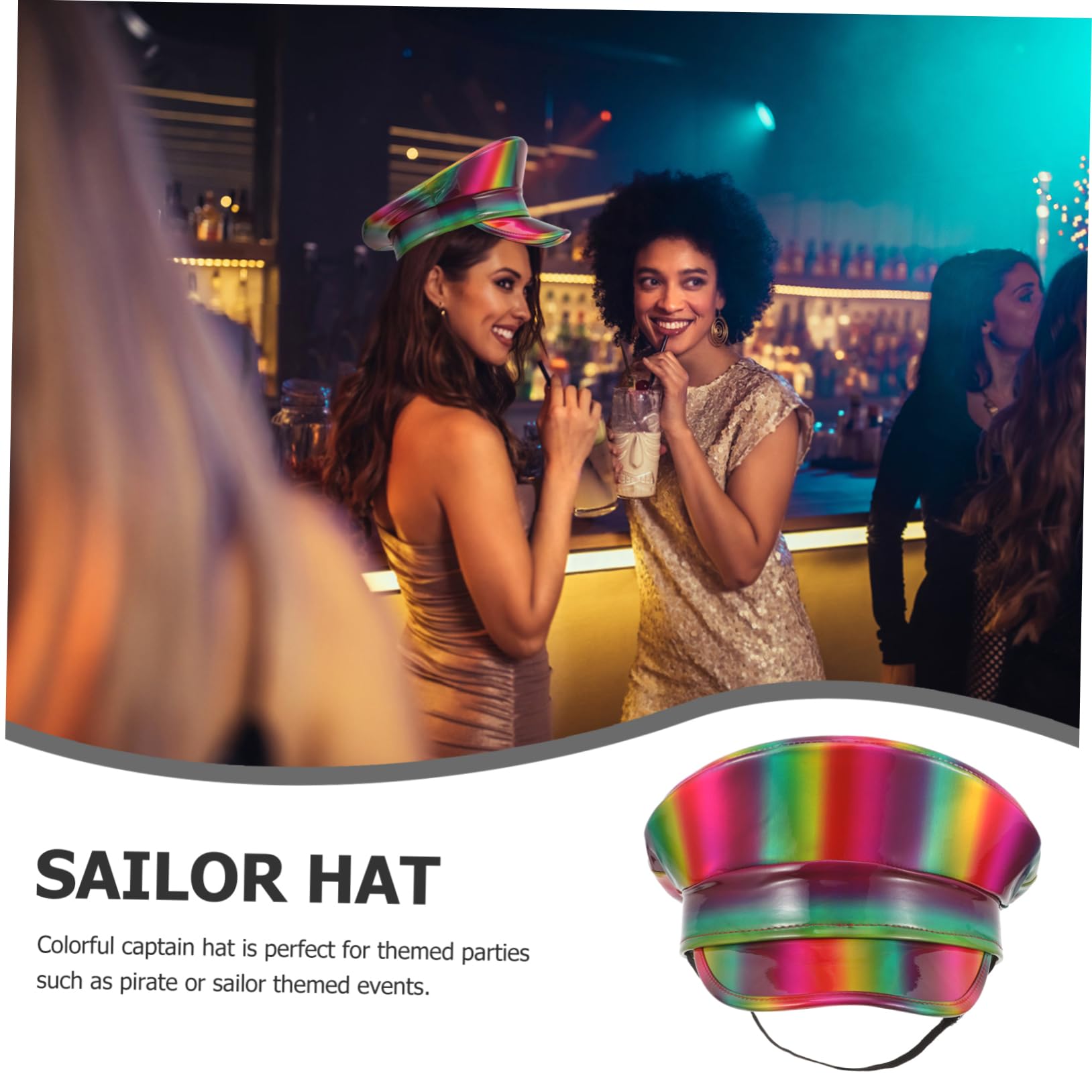 Sombrero de Capitán de Cuero Iridiscente, Talla Única, Estilo Marino | Ligero y Cómodo de Llevar, Diseño Creativo y Divertido, para Eventos Náuticos y Fiestas Temáticas