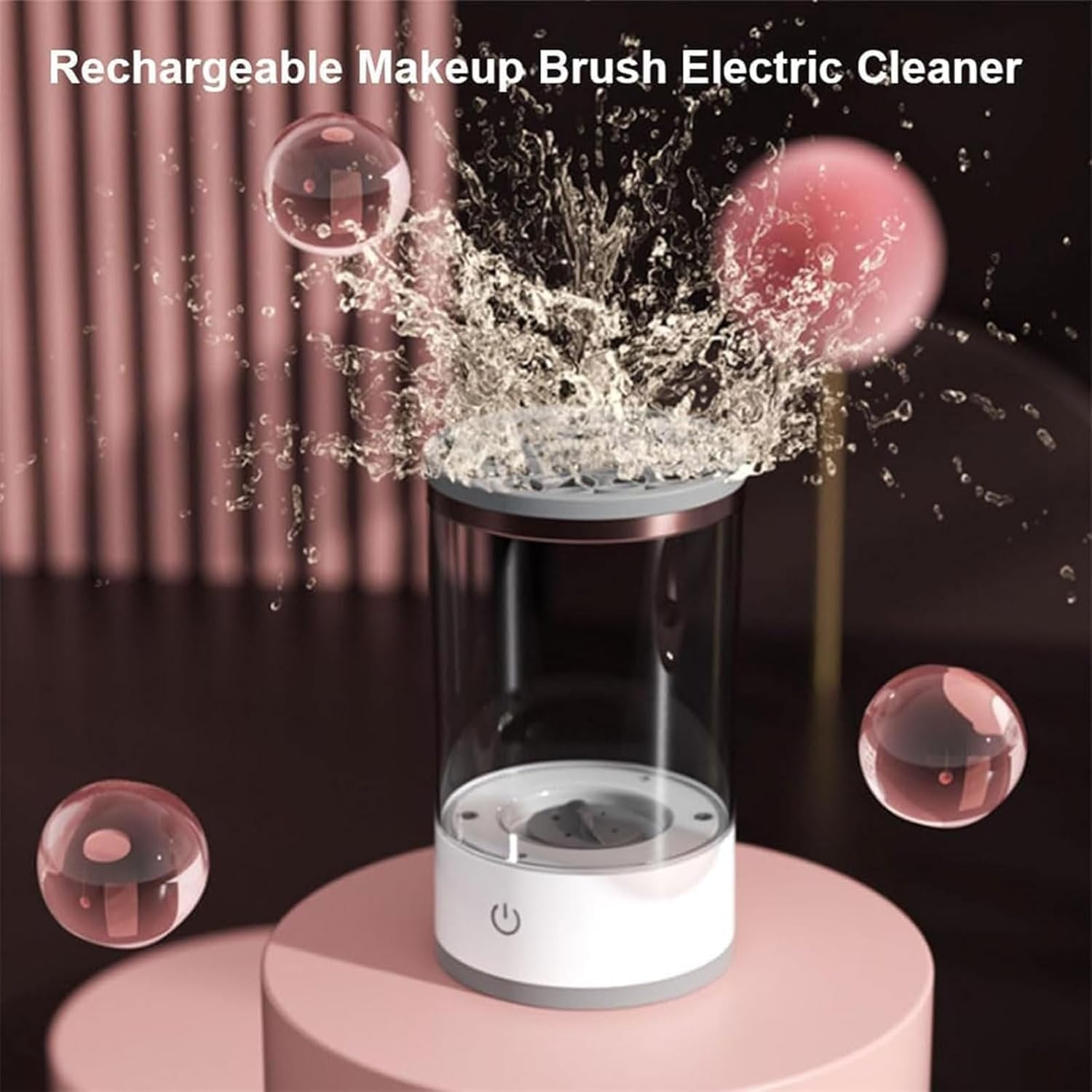 Cozy Luna, The Cozy Luna Brush Cleaner, Automatic Cozy Luna Brush Cleaner, Beauty Swirl Cosmetic Brush Cleaner, Deep Spinning Cleaner, set di pennelli da trucco (2 pezzi, bianco)