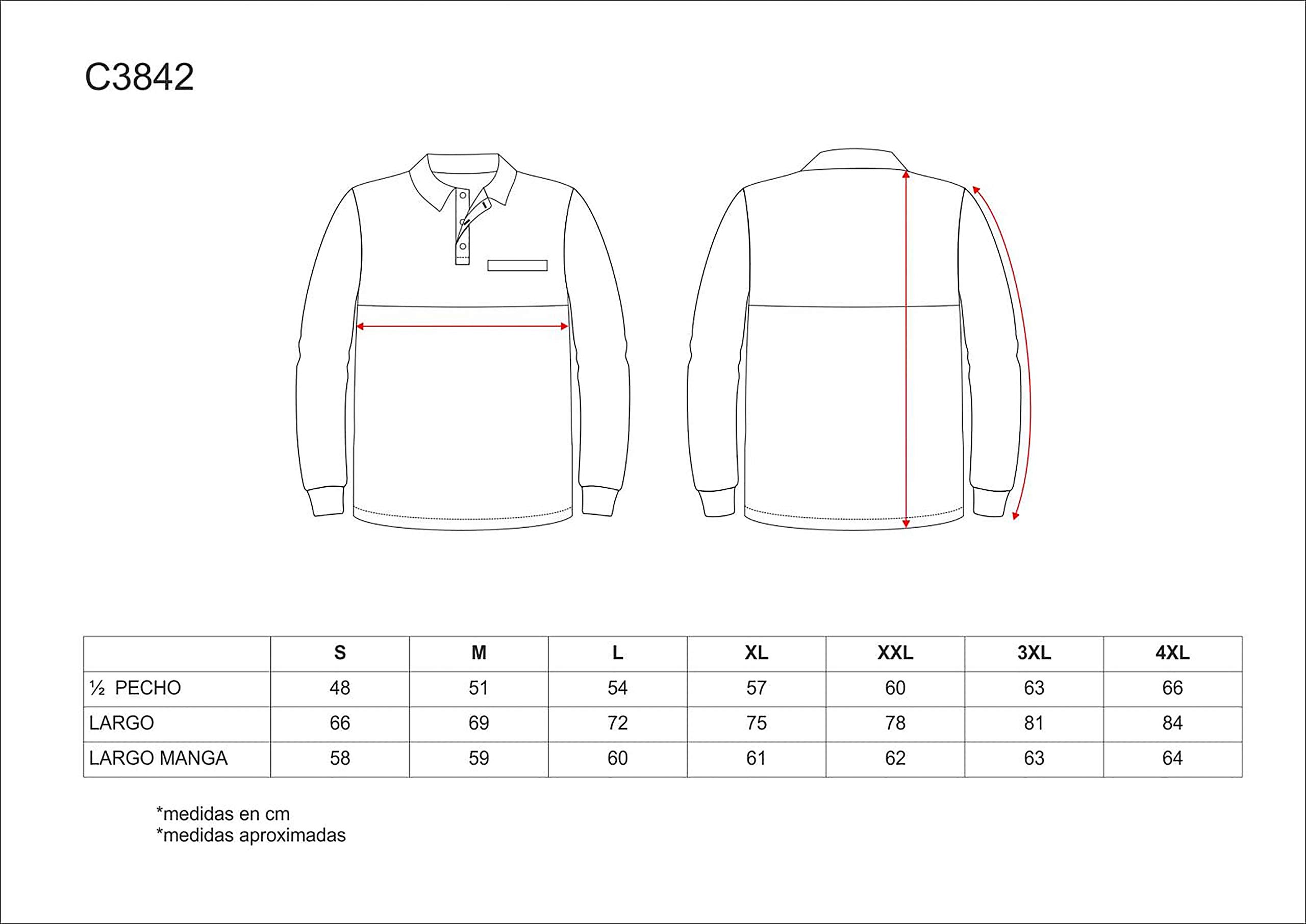 WORKTEAM Polo Combinado de Manga Larga en Algodón Piqué, Parte Superior de Alta Visibilidad, Cuello Clásico con Botones, Bolsillo de Pecho, Unisex