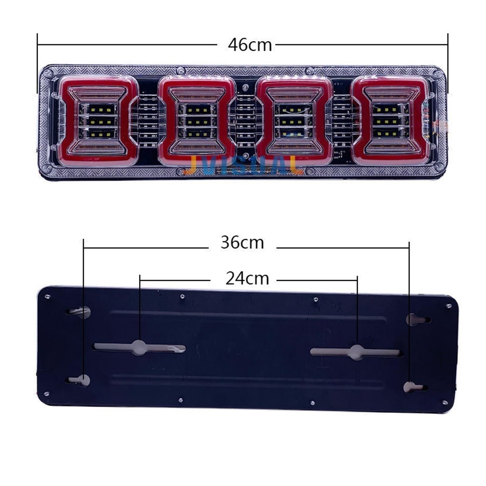 Luz trasera impermeable for camión, remolque, caravana, luz de advertencia, luz trasera, parada, camión, freno de autobús, lámpara de giro inverso(2X 33cm,12V)