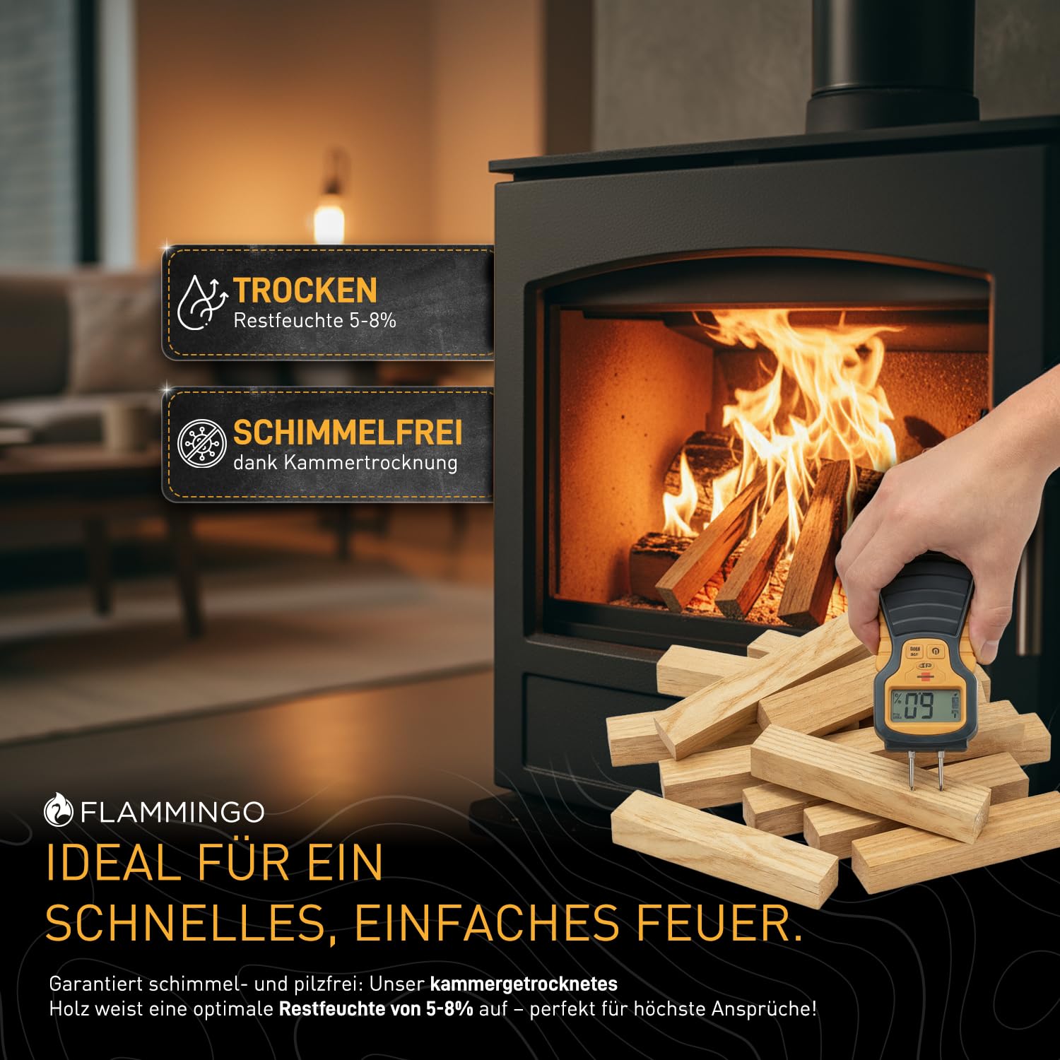 30kg Anzündholz Anfeuerholz Anmachholz Brennholz Kaminholz Ofenholz Smoker Grill BBQ Trocken Ofenfertig Fichte/Kiefer 16cm