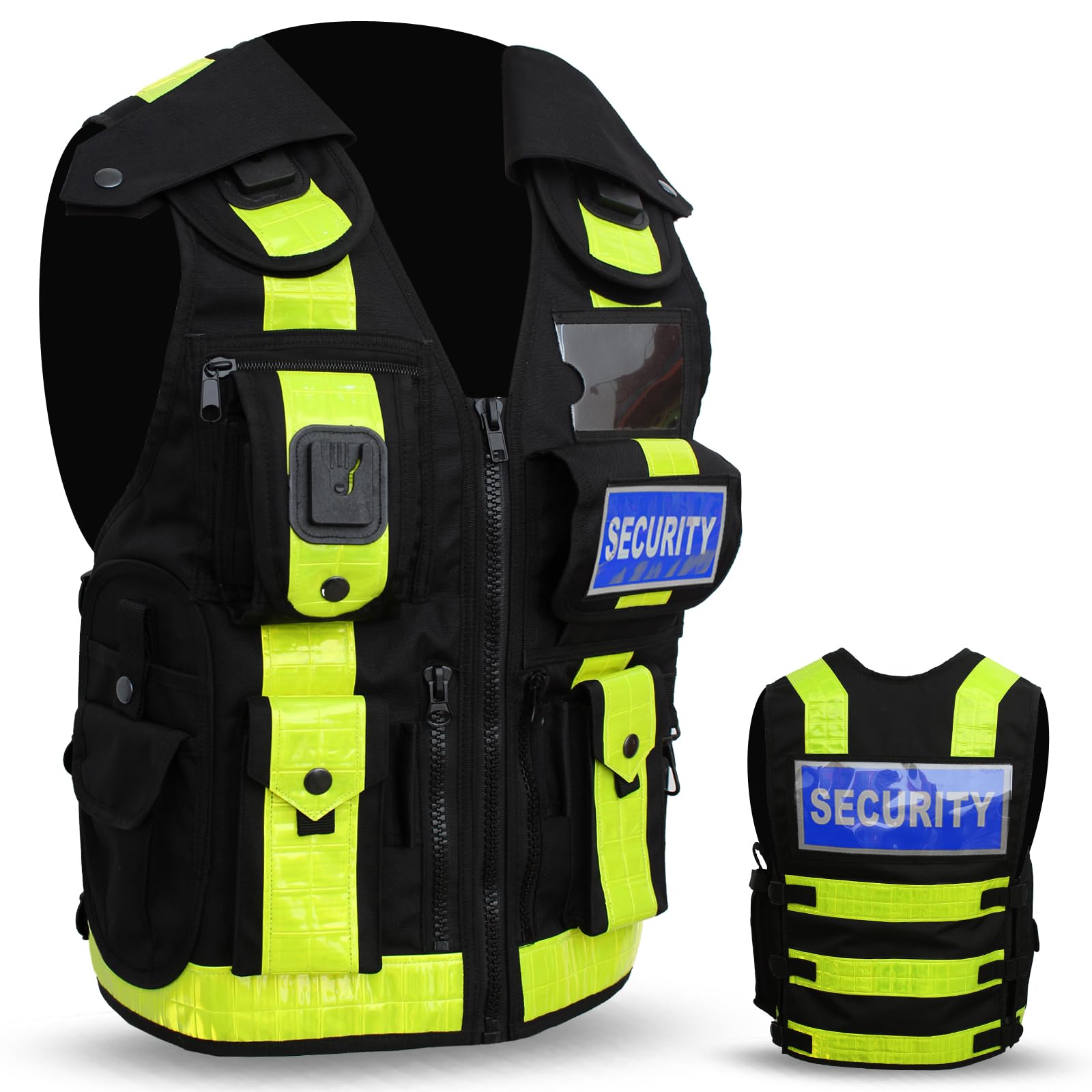 Hi Viz Security Vest Dog Handler Tactical Safety Enforcement CCTV Jackets Adults One Size Fits All (UK, Alpha, One Size, Regular, Regular, Paramedic, Black-Hiviz)