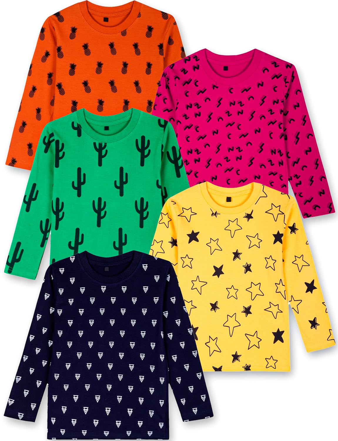 T2F Camiseta de manga completa para chicos (5 unidades)
