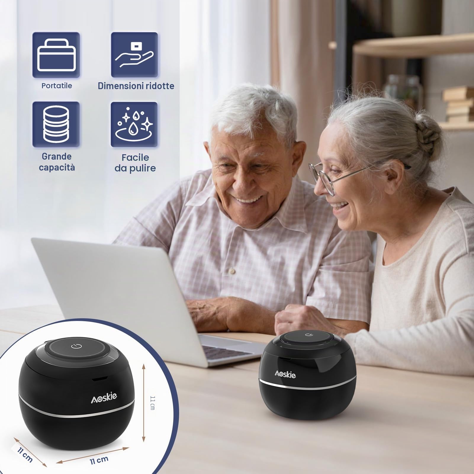 Aoskie Pulitore a Ultrasuoni 42kHz 30W con Lampada UV, 180ML – Pulizia Profonda per Protesi Dentarie, Allineatori, Paradenti, Gioielli e Testine per Spazzolino – Ideale per Casa e Viaggio