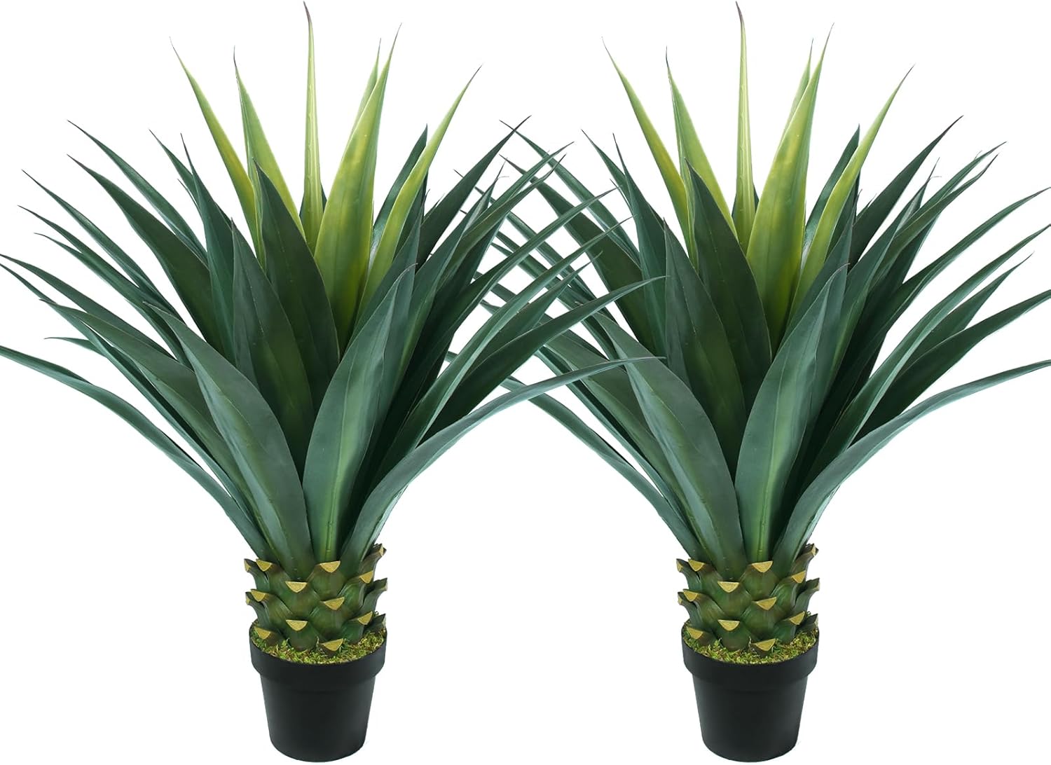 3.5ft Artificial Agave Plant, 42 Inch Tall Faux Agave Plants in Black Pot, Fake Floor Plant Outdoor Indoor for Front Porch Patio Home Office Door Step Hotel Desert Style Decor 2PCS 2 42''