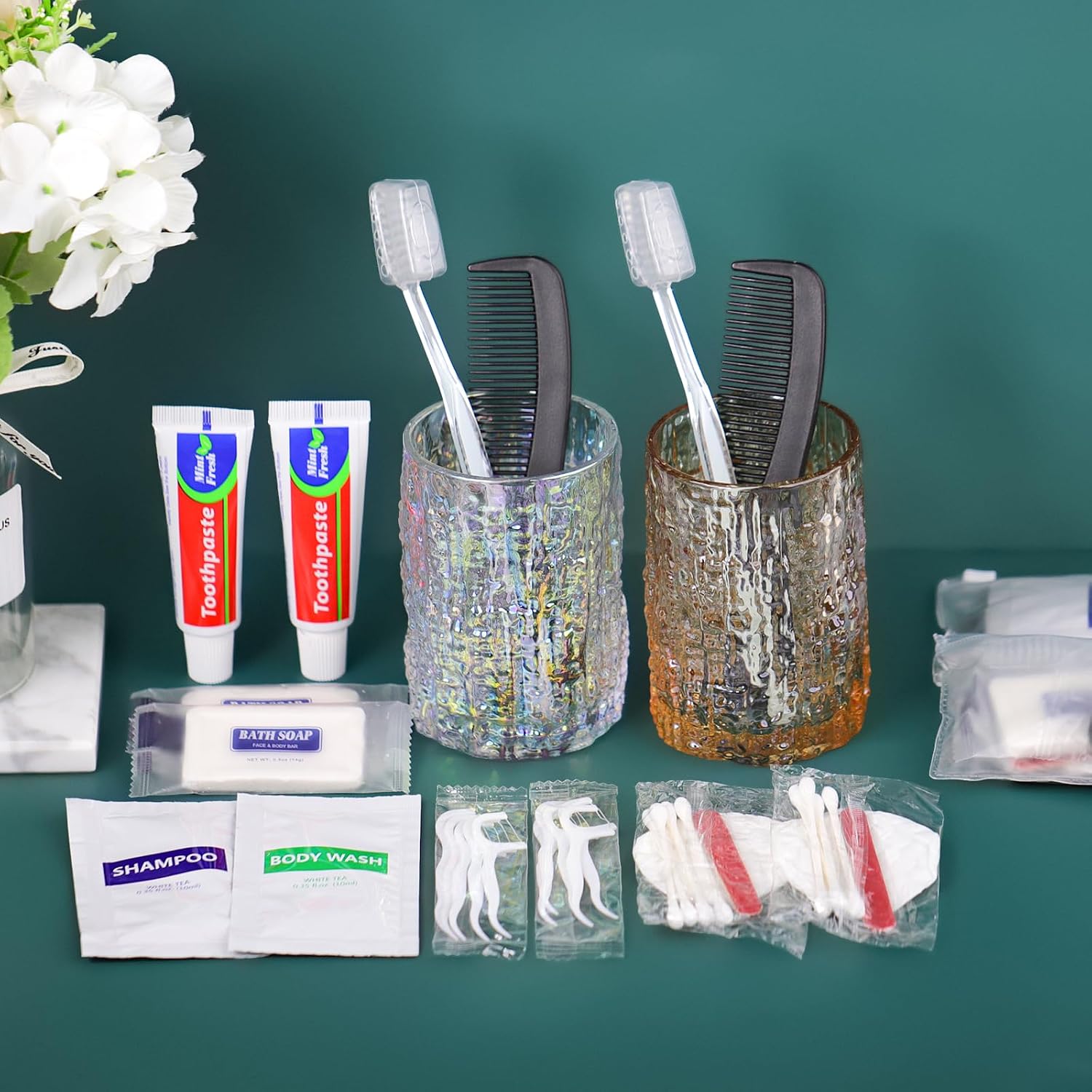 5 Sets Personal Hygiene Kit Bulk, Disposable Toothbrushes with Toothpaste