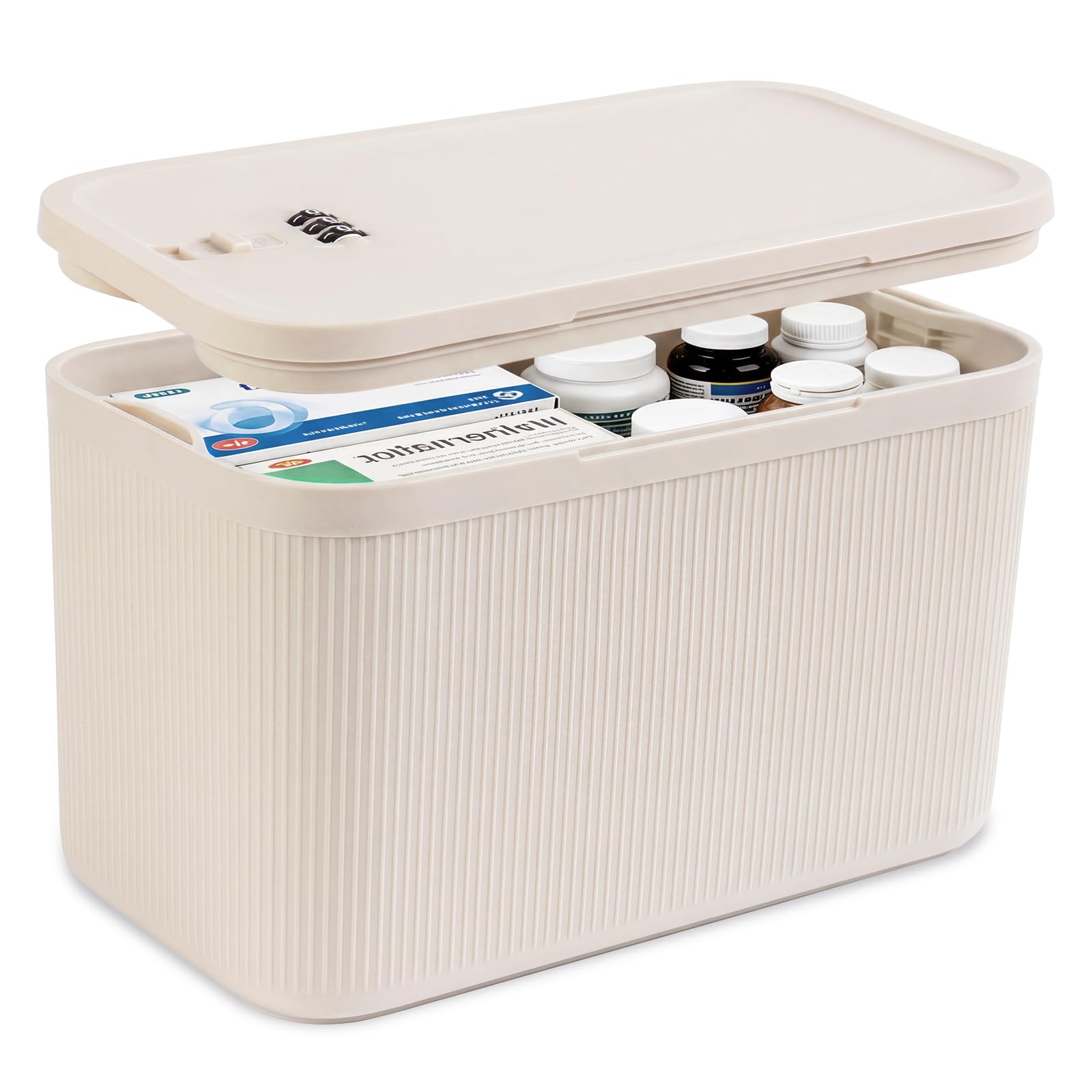 Lockable Storage Box, Small Lock Box with Combination Code for Phone/Medicine Safe/Food Home/Refrigerator/Office/Personal Items/Travel/Gift
