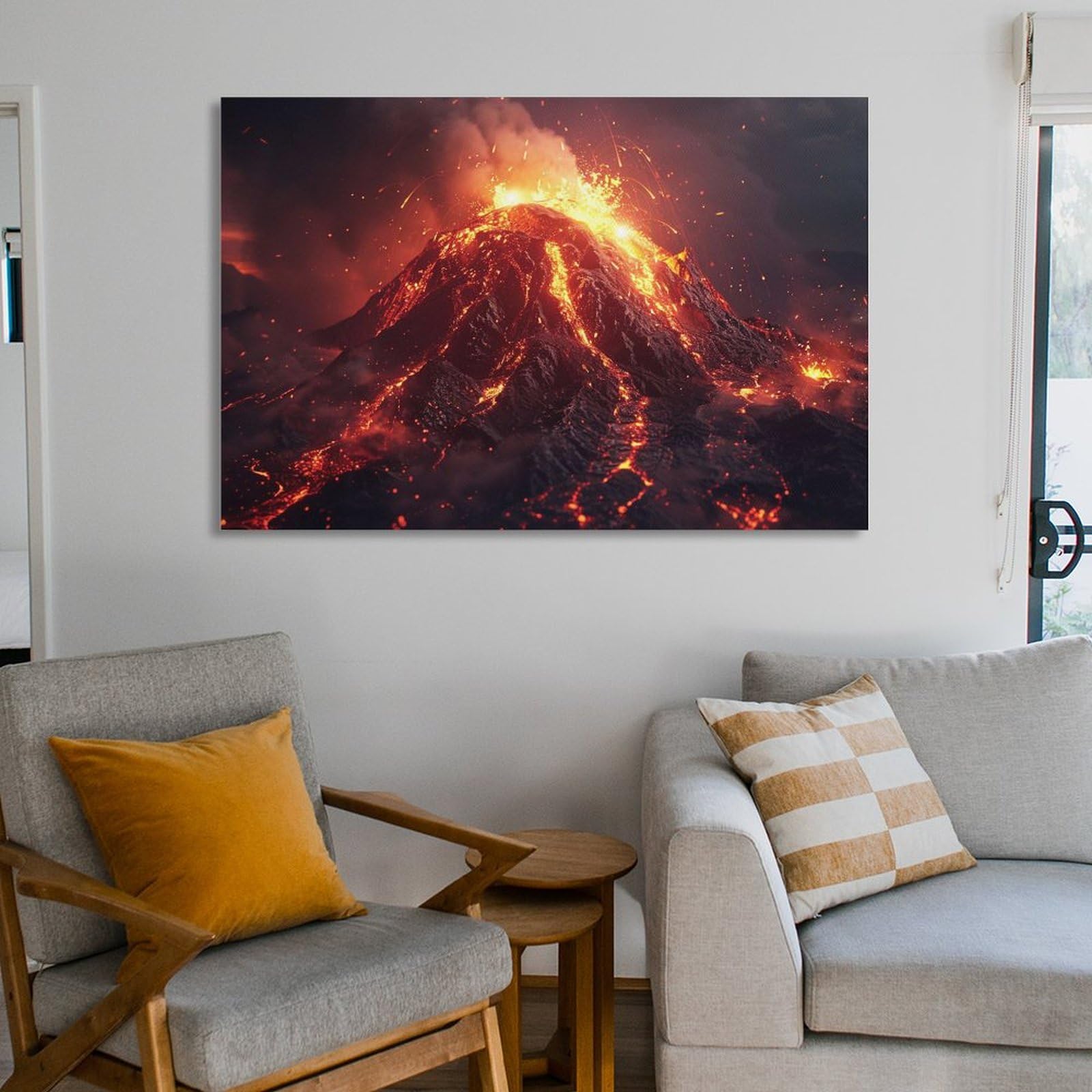 Amazon.co.jp: 絵画 火山噴火の風景 アートパネル ポスター 雄大な自然