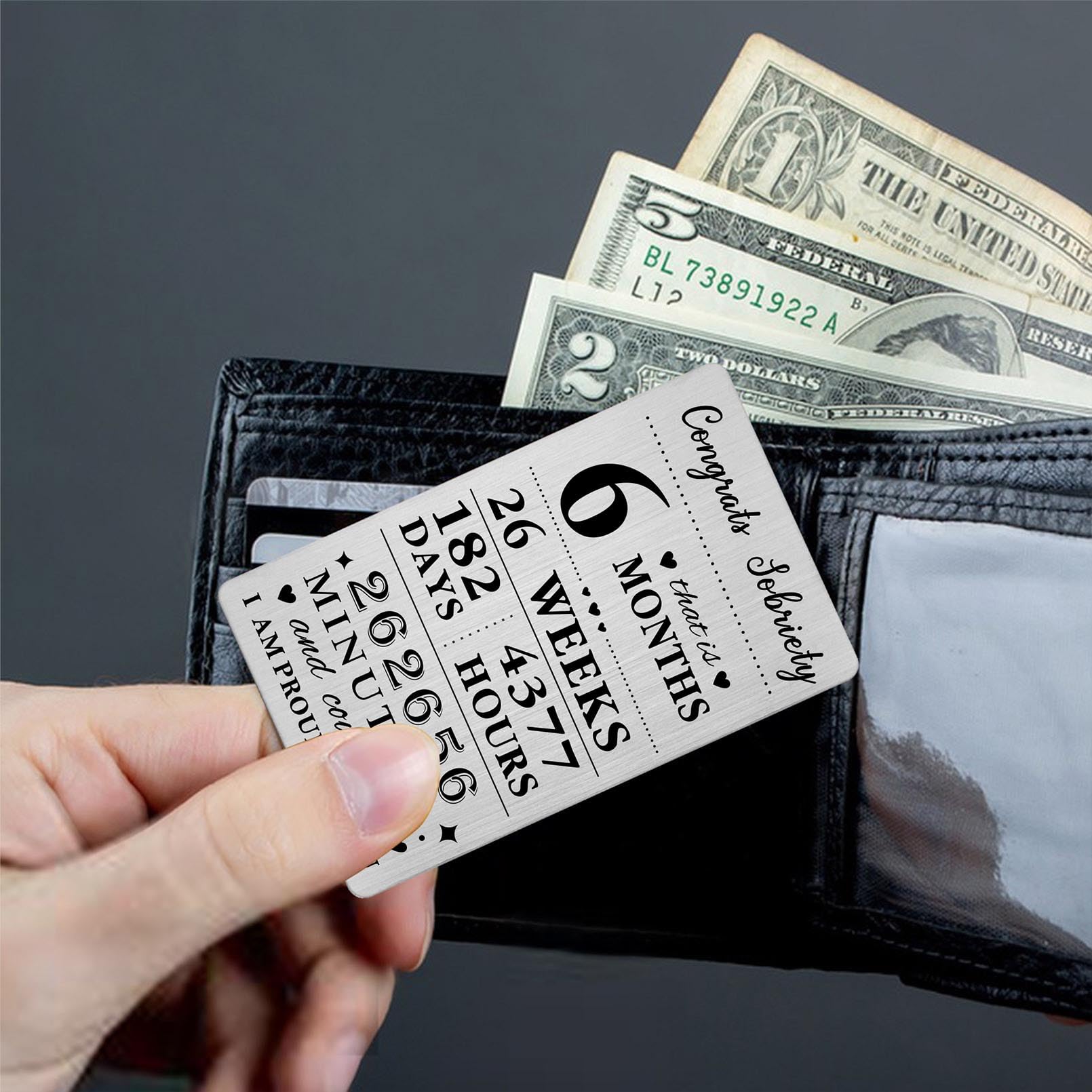 Gezxin 6 Months Sober Gifts For Men Women- 6 6th Month Sobriety Card for Him Her- Personalised Recovery Cardl - Image 4