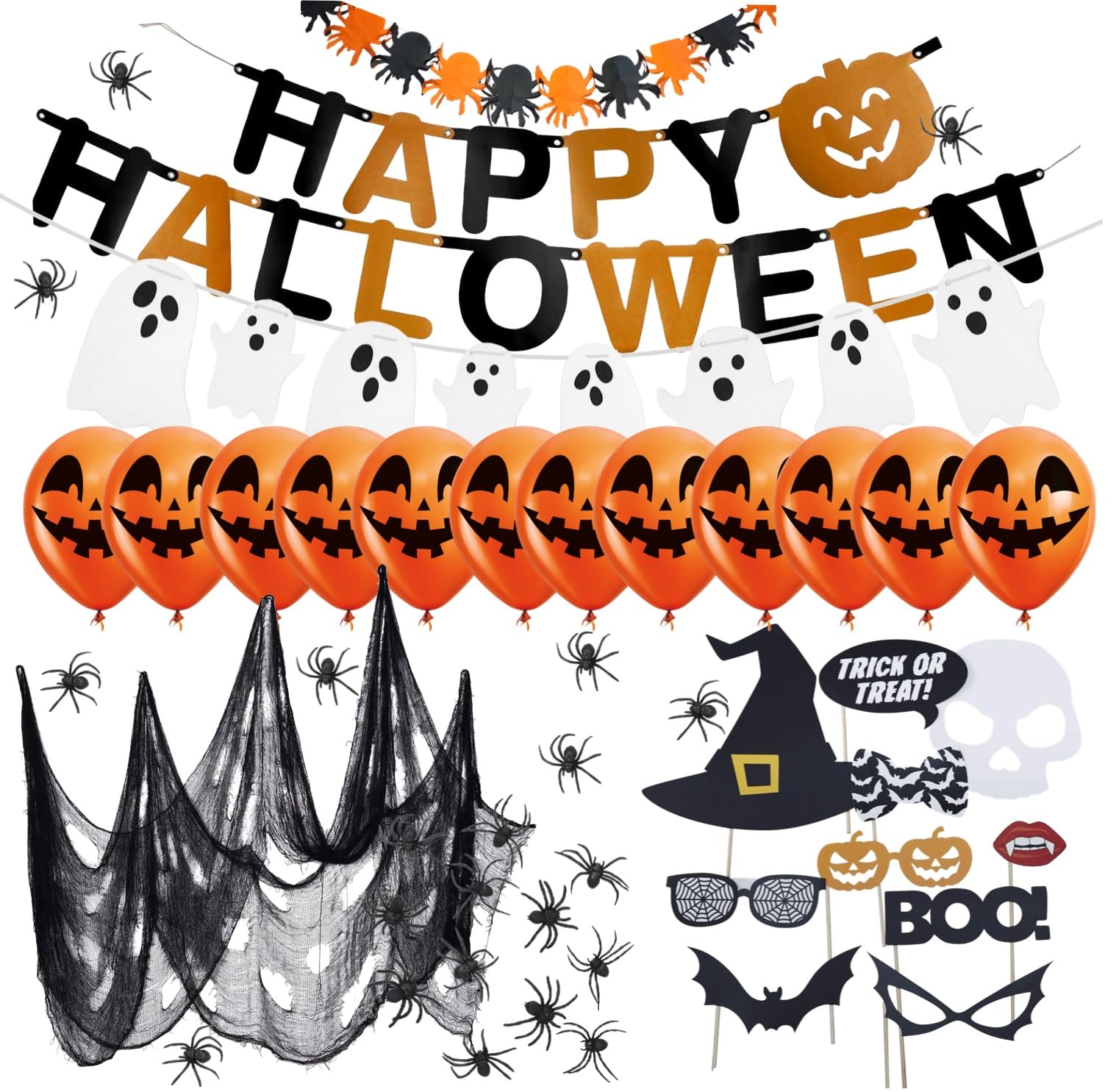 Dekoracja na Halloween, zestaw 30 elementów do domu, na stół i do ogrodu