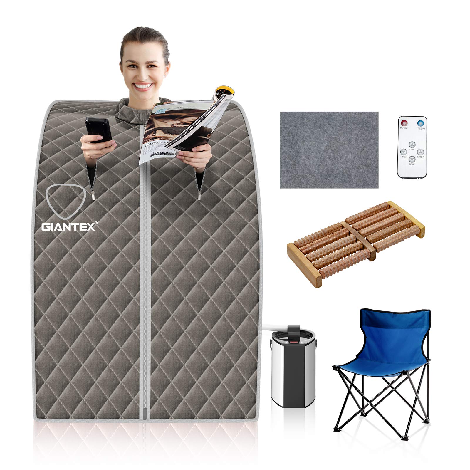 Mini Sauna, stoomsauna voor thuis, dampgenerator SPA thuissauna stoomsauna-apparaat met saunatent en afstandsbediening Temperatuur (75 * 35 * 25 cm - Roze