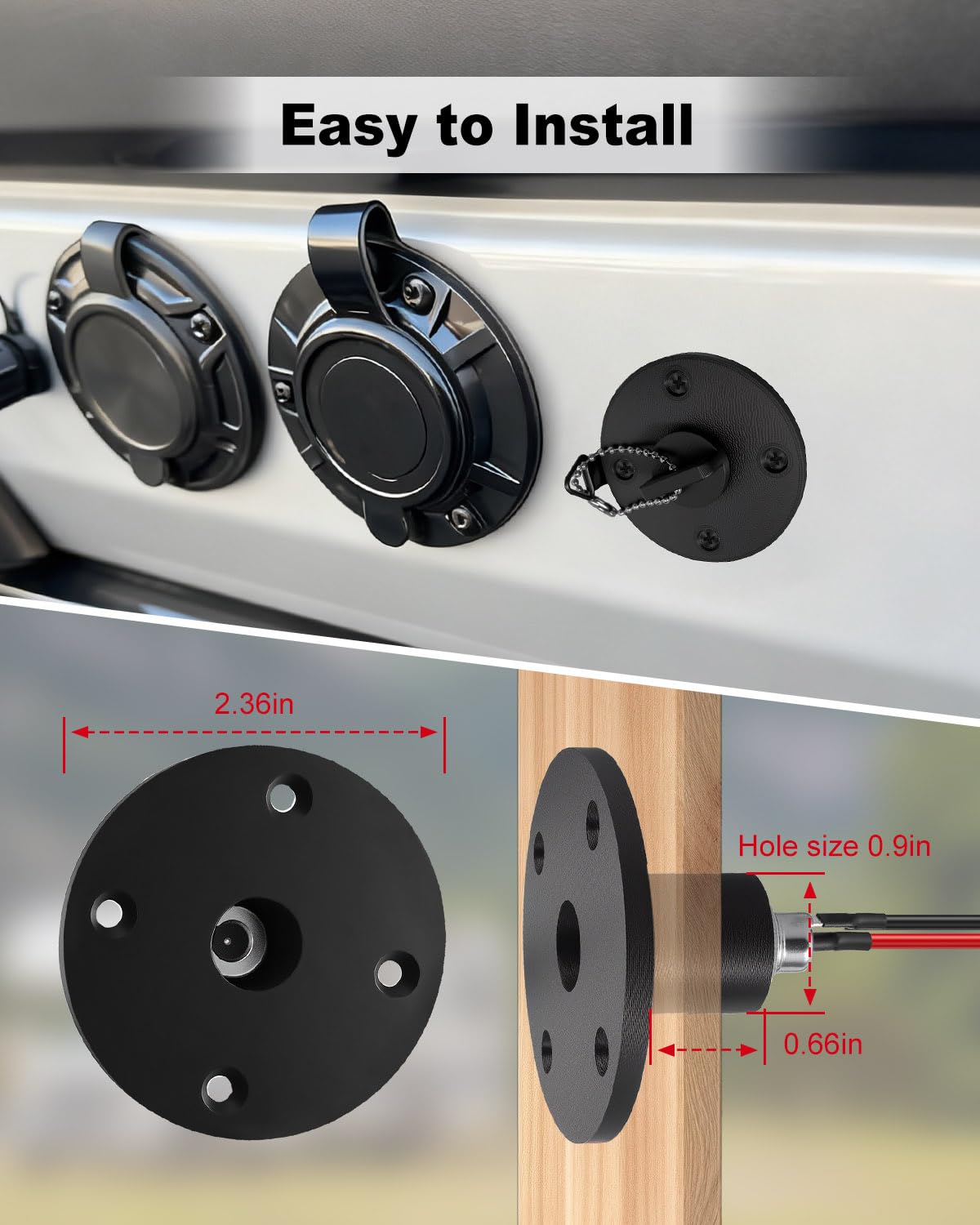 Starlink Mini DC Boost Adapter. Adaptador de corriente de 12 V/24 V a 30 V 3.5 A con cubierta impermeable y enchufe hembra, montaje en panel redondo con puerto CC RV 5521, instalación integrada para