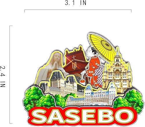 Miniatura 3 de Sasebo - Imán de nevera japonés 3D clásico de madera para refrigerador, monumento, hecho a mano, manualidades, viaje, recuerdo, colección,