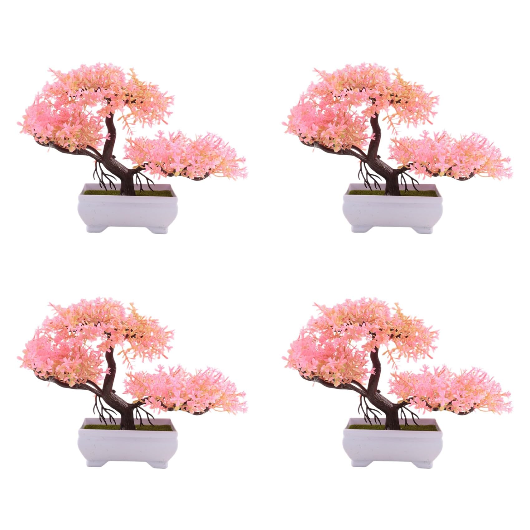 Hndhbfgrt 4X Artificial Plants Bonsai Small Tree Pot Fake Plant Flowers Potted Faux Bonsai A