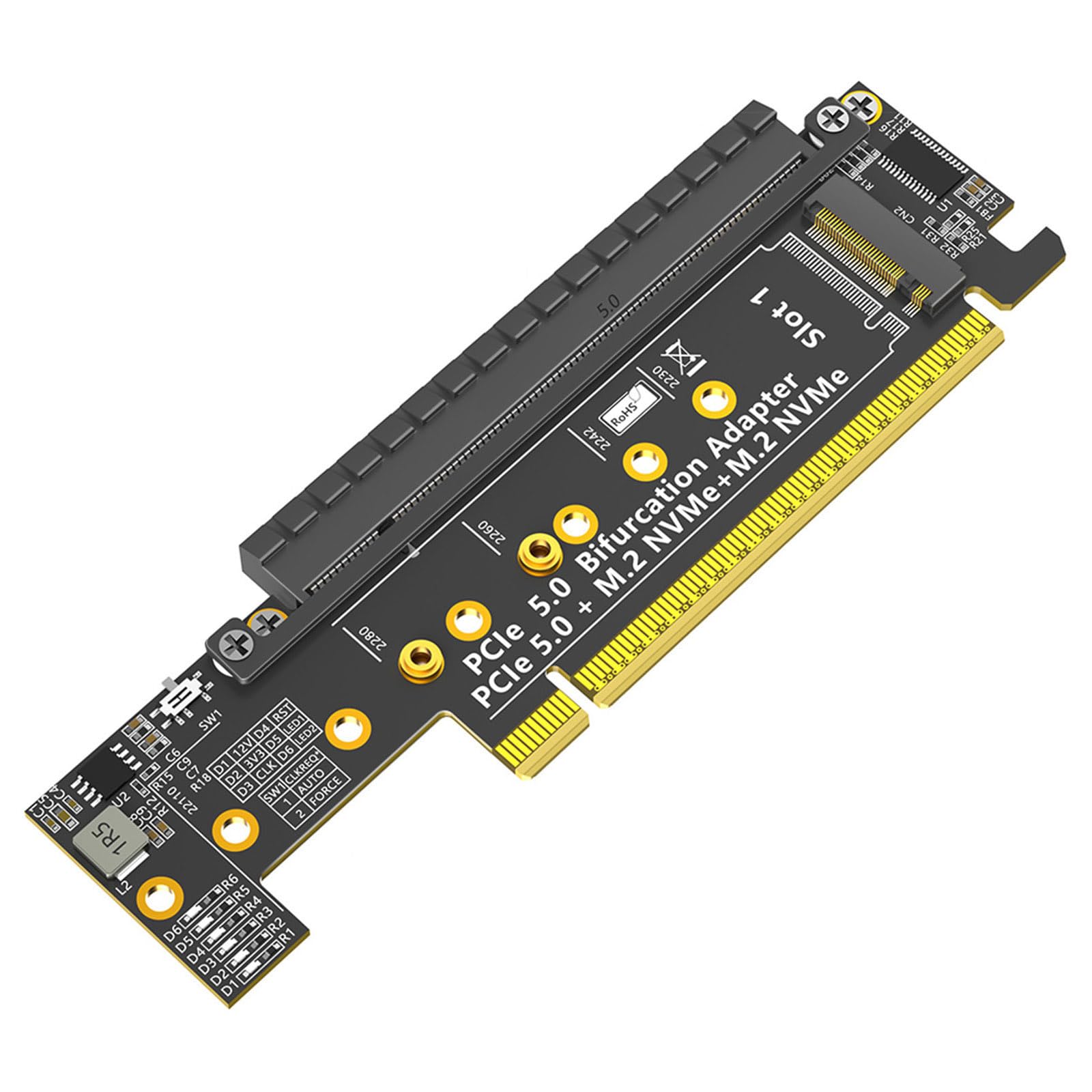 Efficiente PCIe 16X 5.0 Doppio NVMe Scheda Adattatori per Desktop Facile Installa e Trasferimento Dati A 32Gbps Thermals Adattatori
