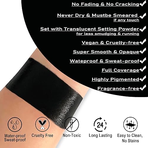 Miniatura 2 de CCBeauty Palo de pintura corporal morada, ojos morados, palos negros para deportes, pintura facial grasa, maquillaje de base, no tóxico,