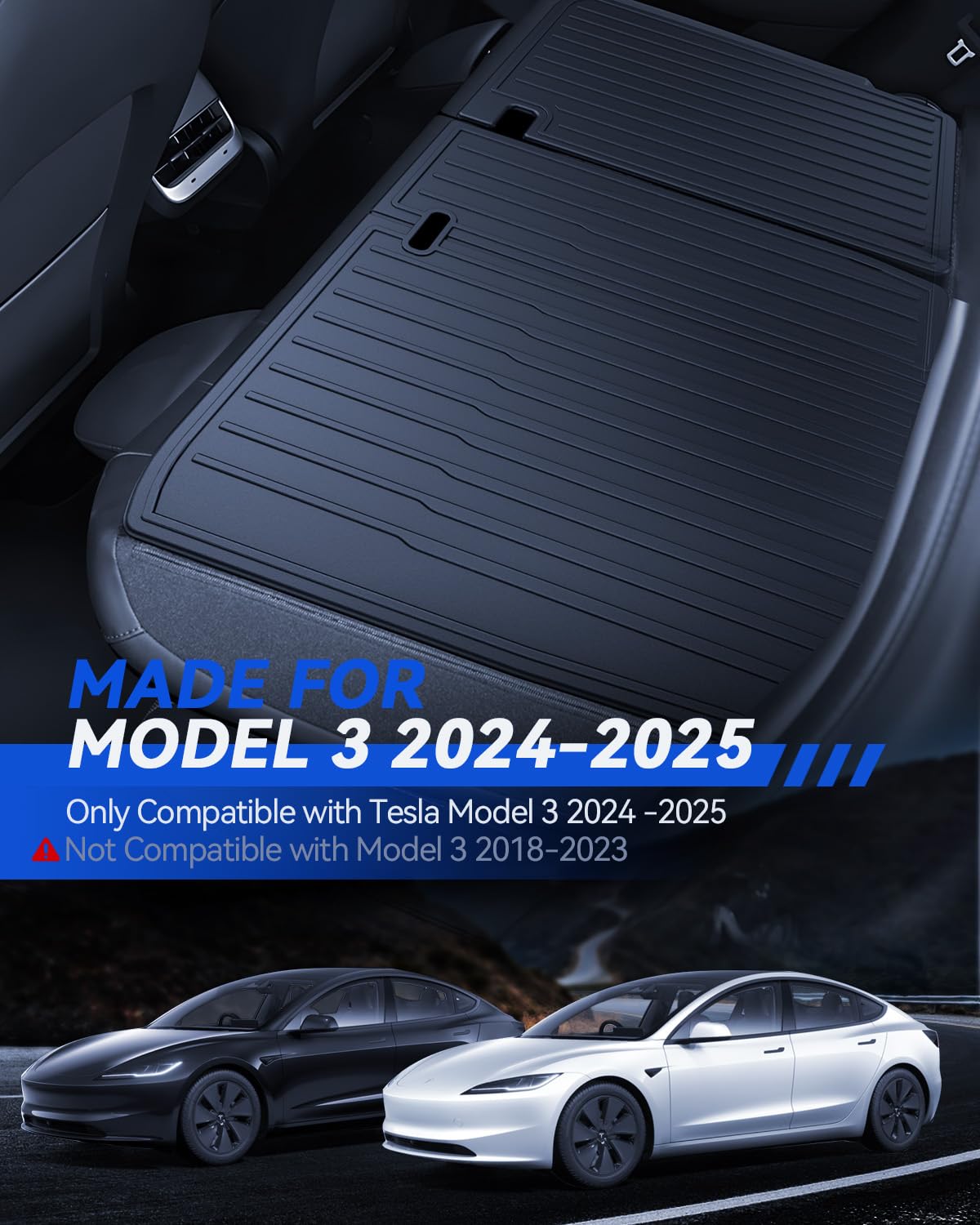Zweite Sitzreihe Rückenbezug für Tesla Model 3 2024-2026 Allwetter TPE Sitzschutz Wasserdicht und rutschfest Rear Seat Cover Tesla Model 3 Highland Zubehör
