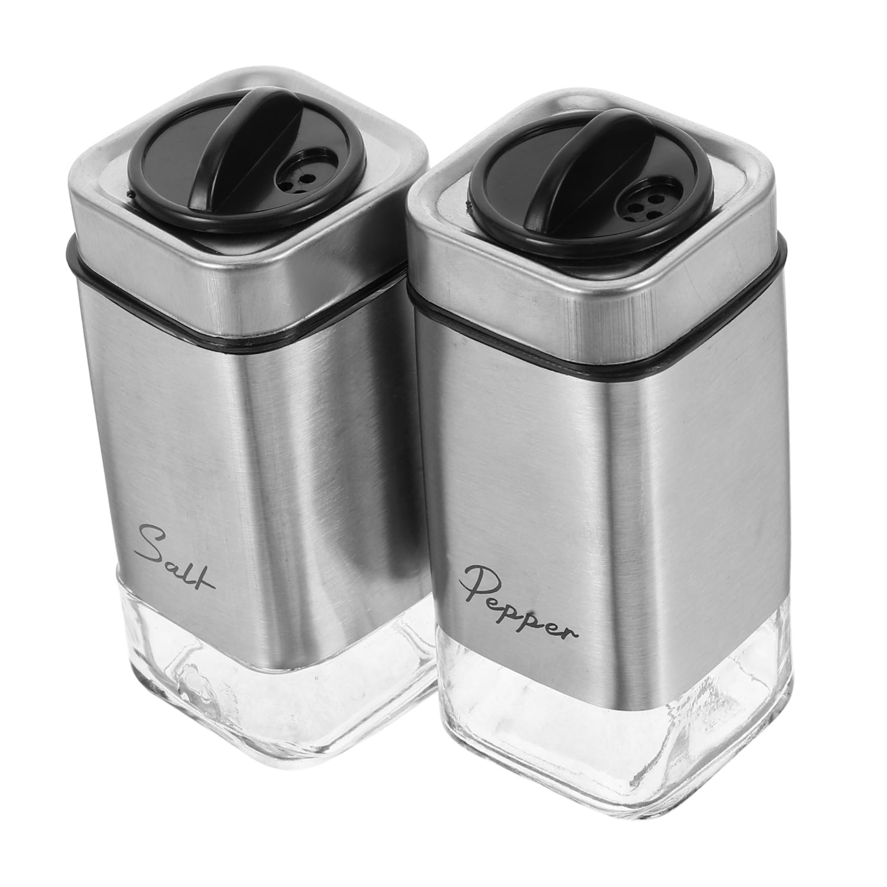 COLLBATH 2-piece Salt Pepper Shaker Set Glass Spice Containers Adjustable Flow Airtight Storage for Seasonings for Home Restaurant